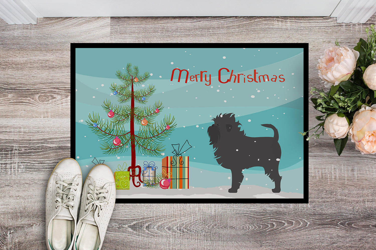 Affenpinscher Merry Christmas Tree Indoor or Outdoor Mat 18x27 BB2966MAT - the-store.com