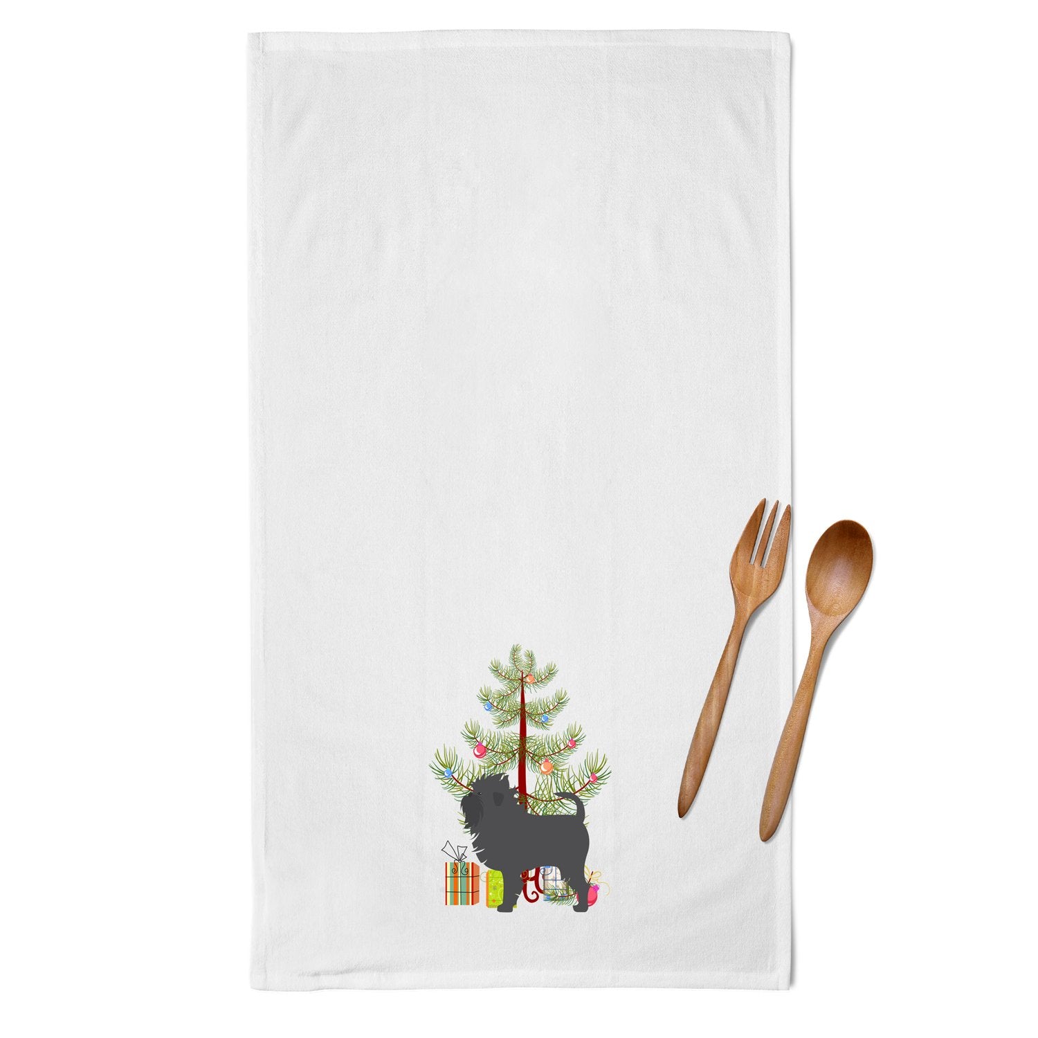 Affenpinscher Merry Christmas Tree White Kitchen Towel Set of 2 BB2966WTKT by Caroline's Treasures