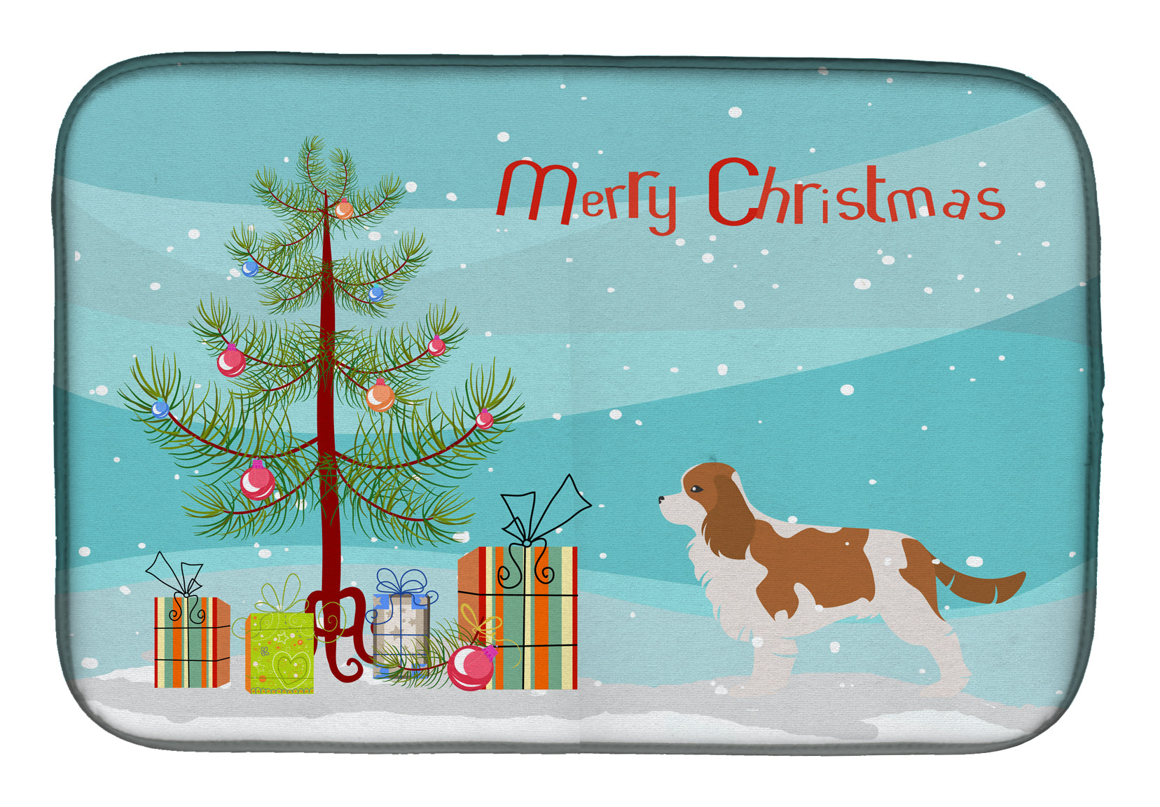 Cavalier King Charles Spaniel Merry Christmas Tree Dish Drying Mat BB2967DDM  the-store.com.