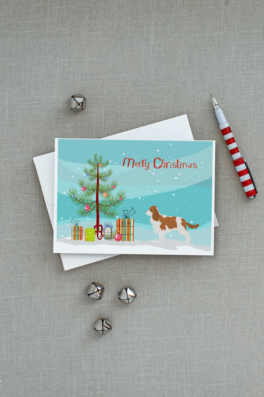 Cavalier King Charles Spaniel Merry Christmas Tree Greeting Cards and Envelopes Pack of 8 - the-store.com