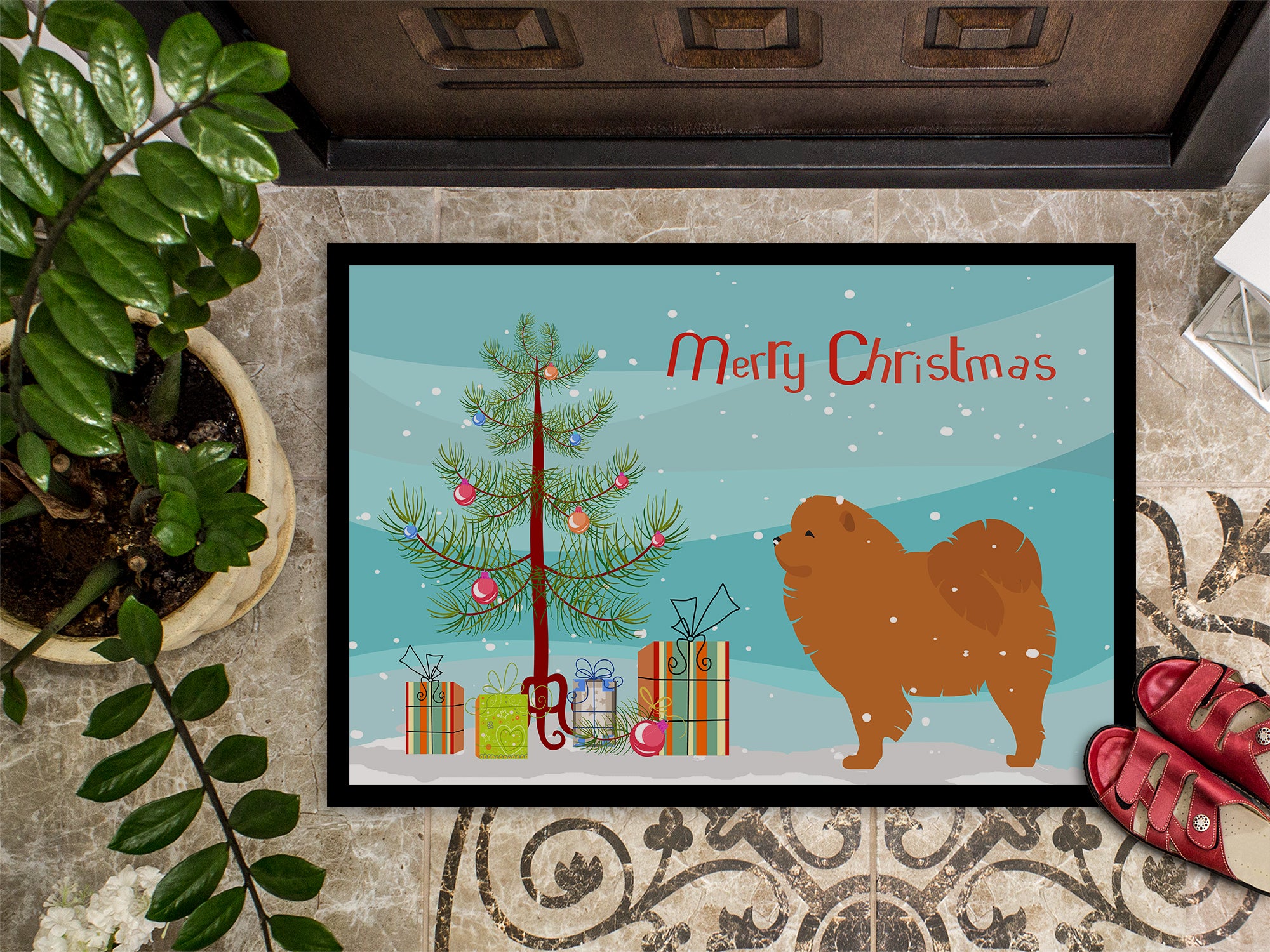 Chow Chow Merry Christmas Tree Indoor or Outdoor Mat 18x27 BB2969MAT - the-store.com