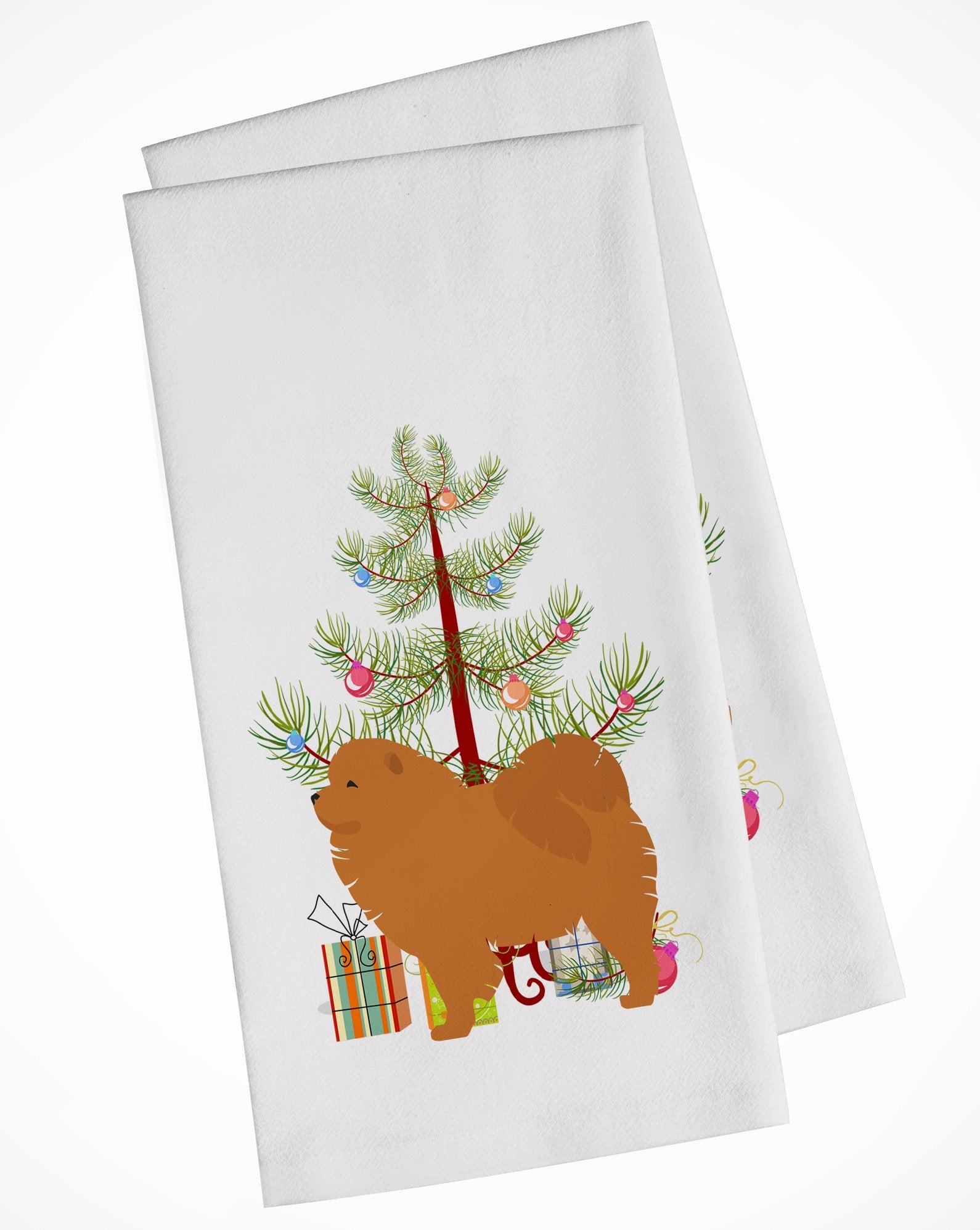 Chow Chow Merry Christmas Tree White Kitchen Towel Set of 2 BB2969WTKT by Caroline's Treasures