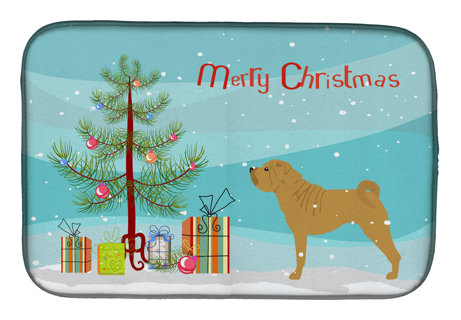 Shar Pei Merry Christmas Tree Dish Drying Mat BB2970DDM  the-store.com.