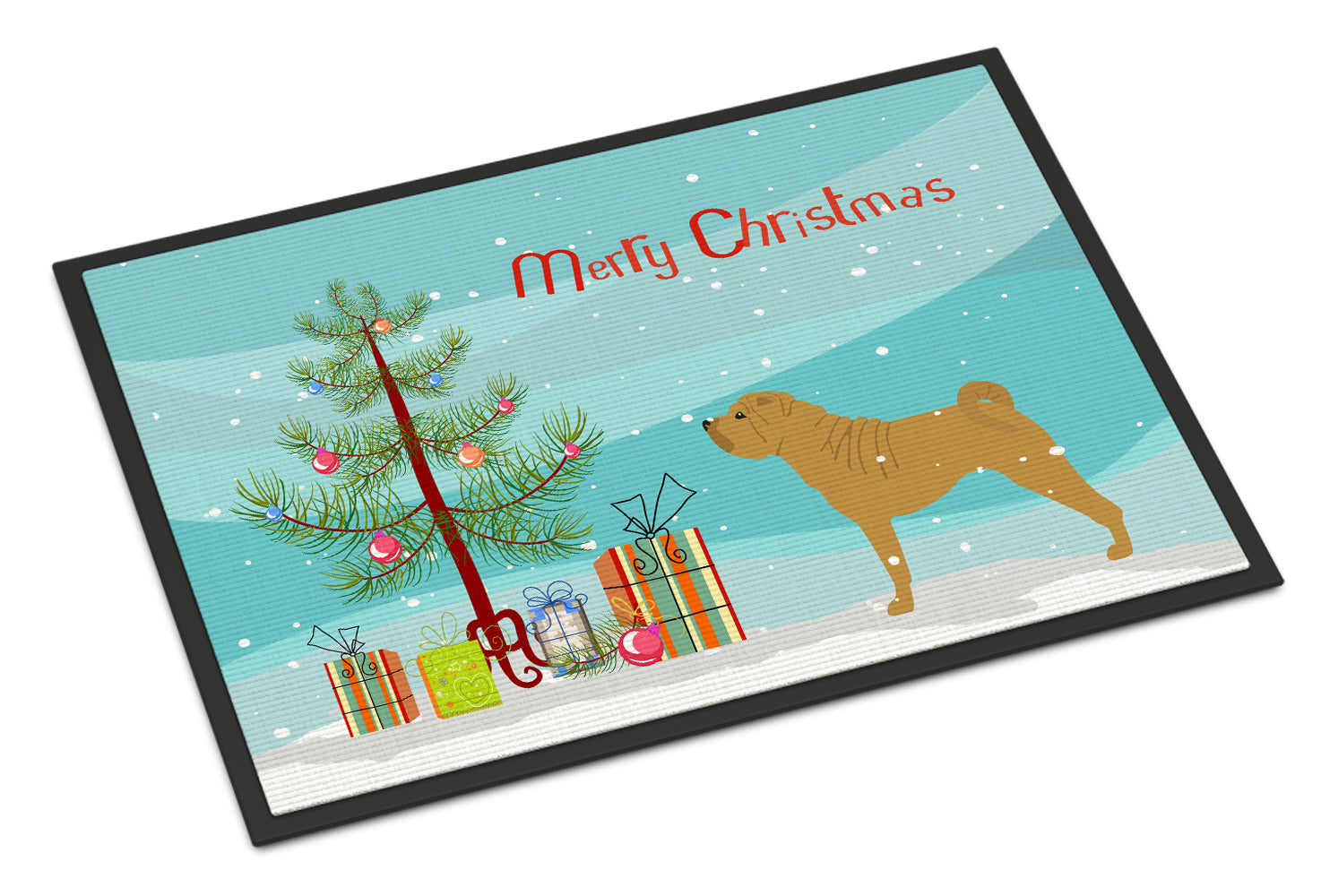 Shar Pei Merry Christmas Tree Indoor or Outdoor Mat 18x27 BB2970MAT - the-store.com