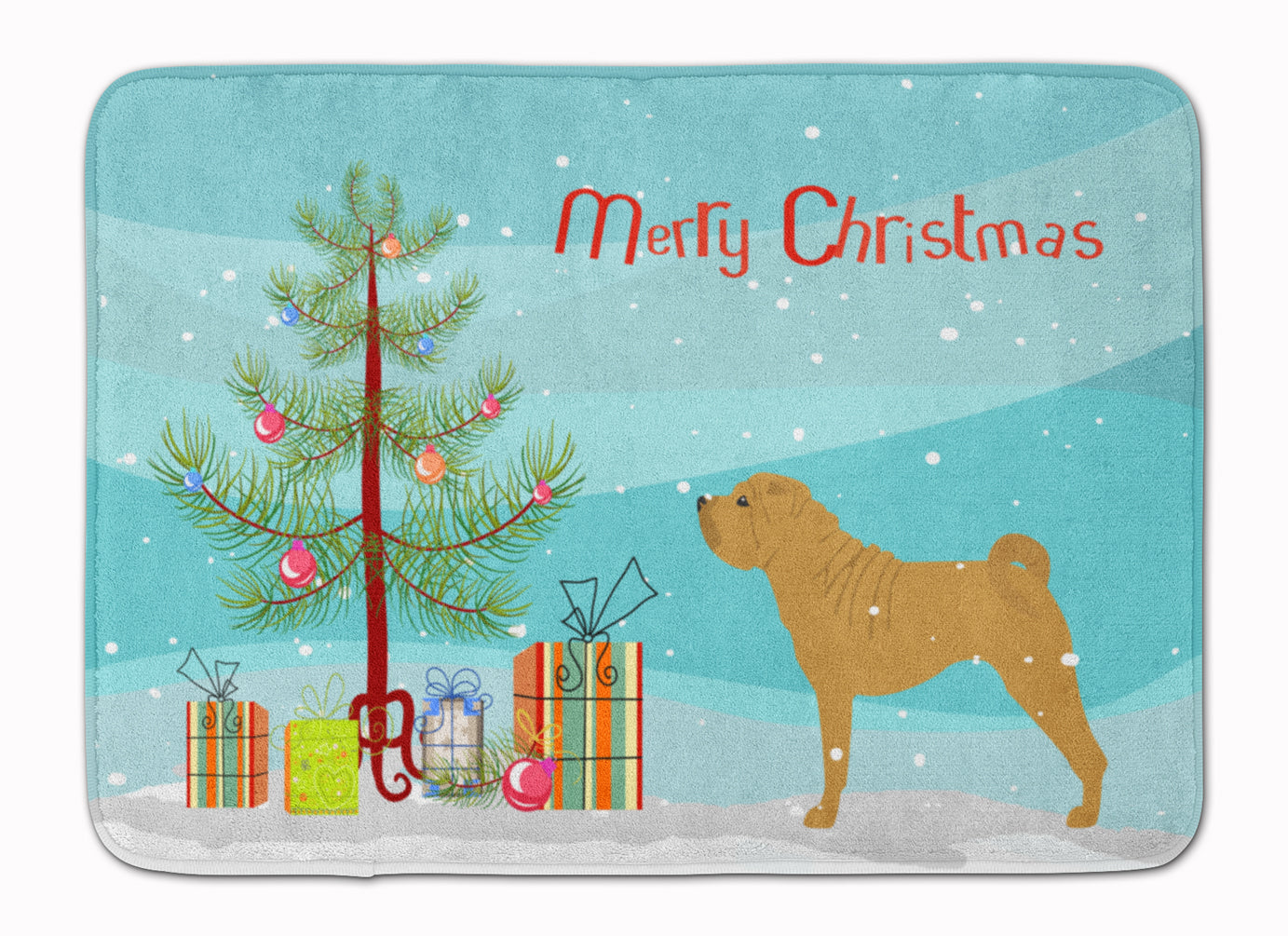 Shar Pei Merry Christmas Tree Machine Washable Memory Foam Mat BB2970RUG - the-store.com