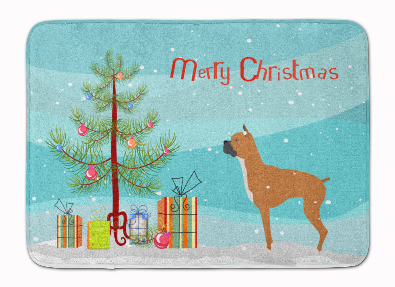 Boxer Merry Christmas Tree Machine Washable Memory Foam Mat BB2971RUG - the-store.com