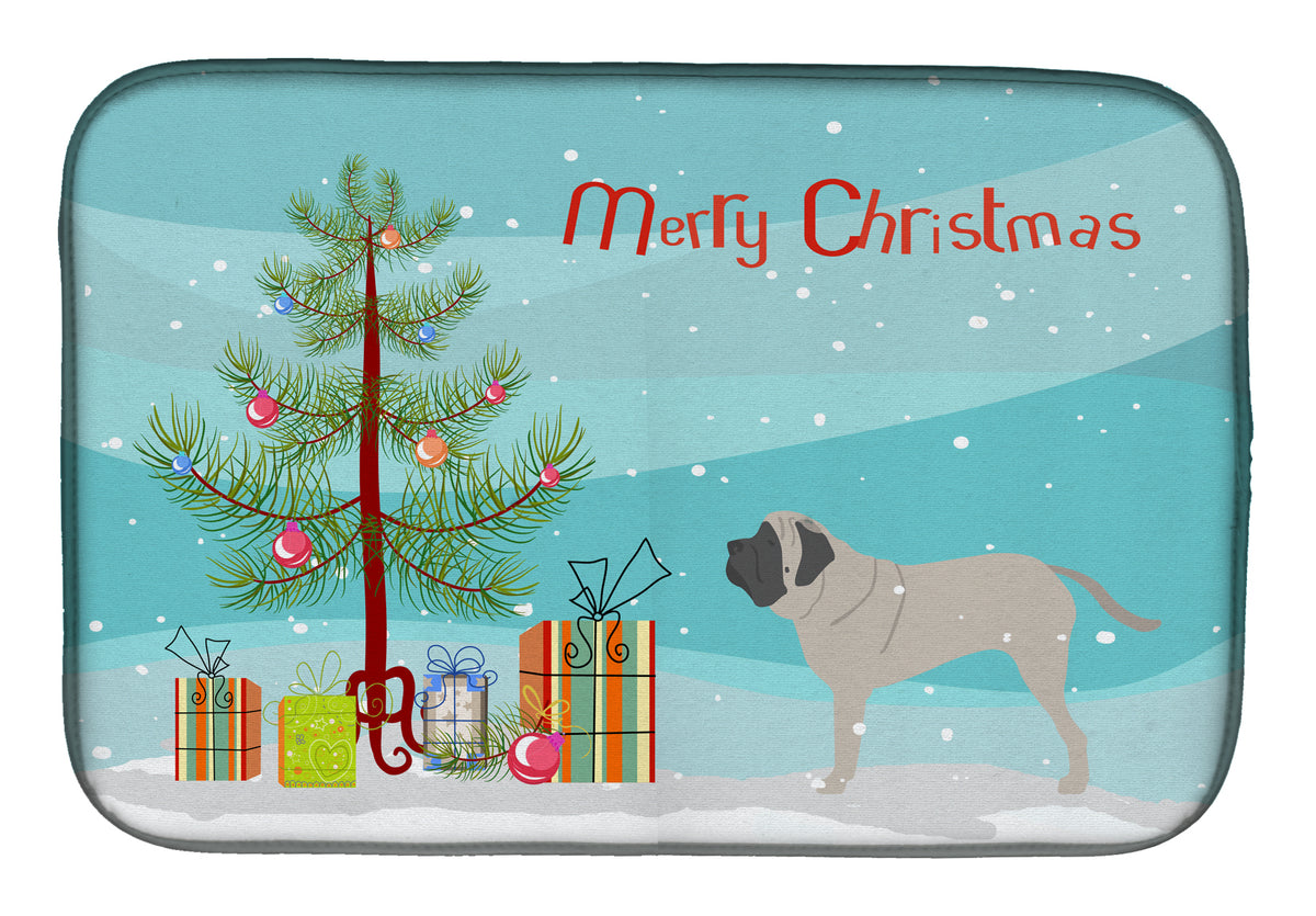 English Mastiff Merry Christmas Tree Dish Drying Mat BB2974DDM  the-store.com.