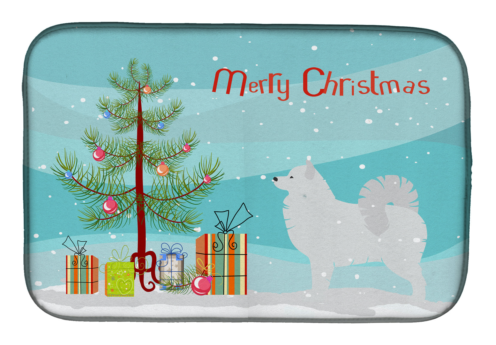 Samoyed Merry Christmas Tree Dish Drying Mat BB2977DDM  the-store.com.