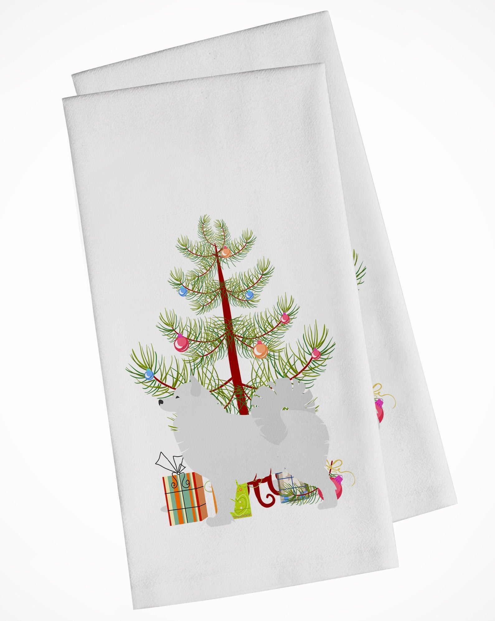 Samoyed Merry Christmas Tree White Kitchen Towel Set of 2 BB2977WTKT by Caroline's Treasures