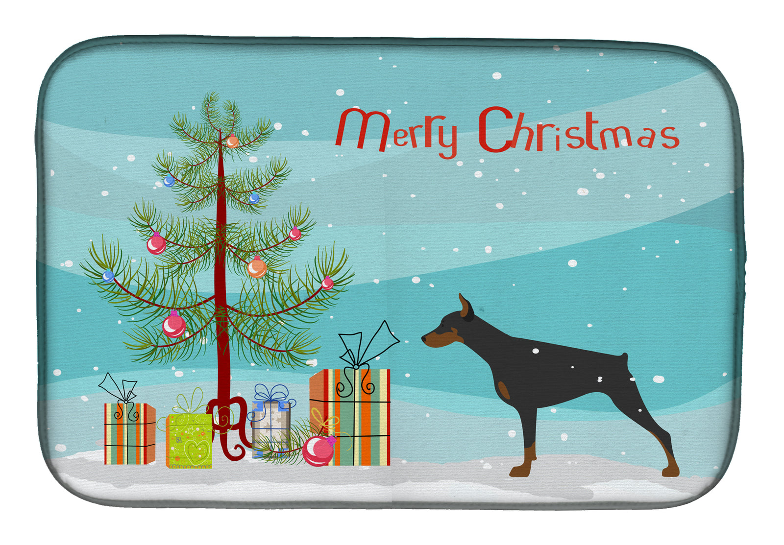 Doberman Pinscher Merry Christmas Tree Dish Drying Mat BB2978DDM  the-store.com.