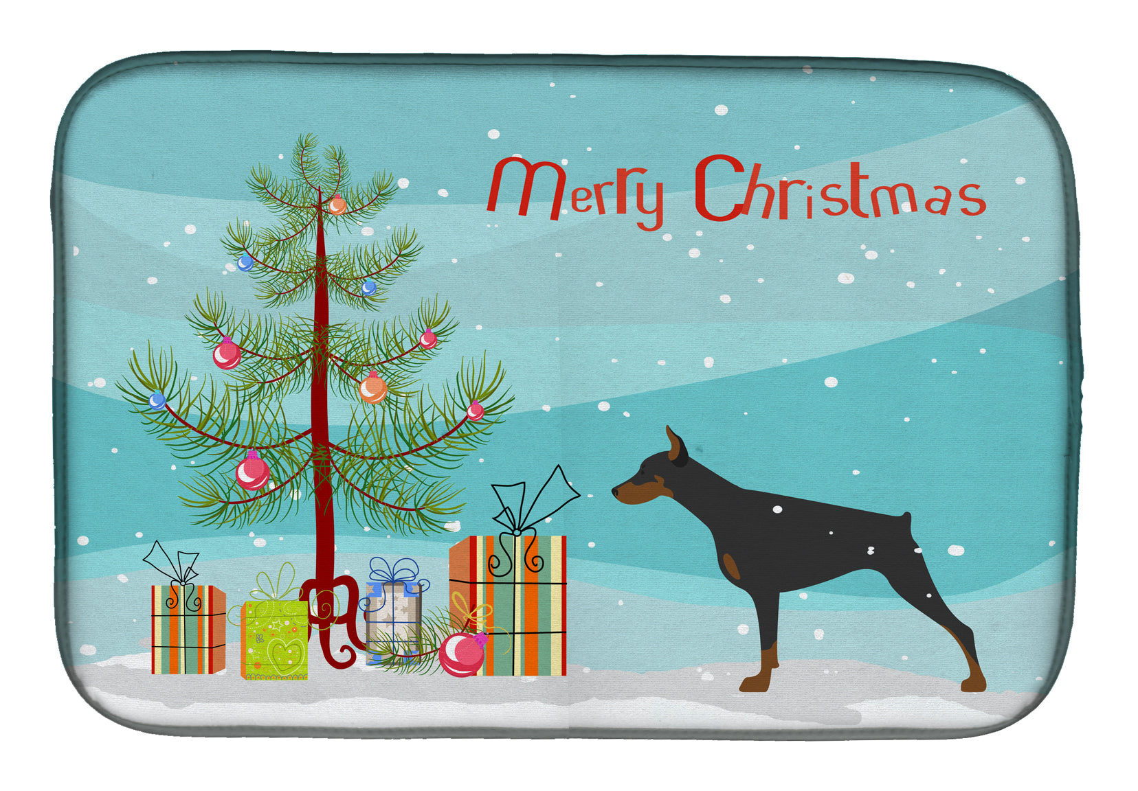 Doberman Pinscher Merry Christmas Tree Dish Drying Mat BB2978DDM  the-store.com.