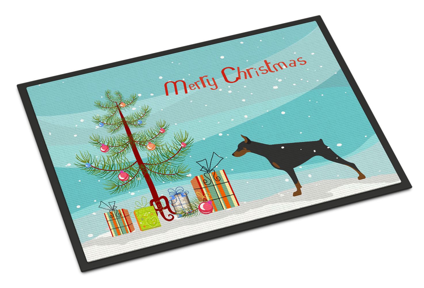 Doberman Pinscher Merry Christmas Tree Indoor or Outdoor Mat 18x27 BB2978MAT - the-store.com