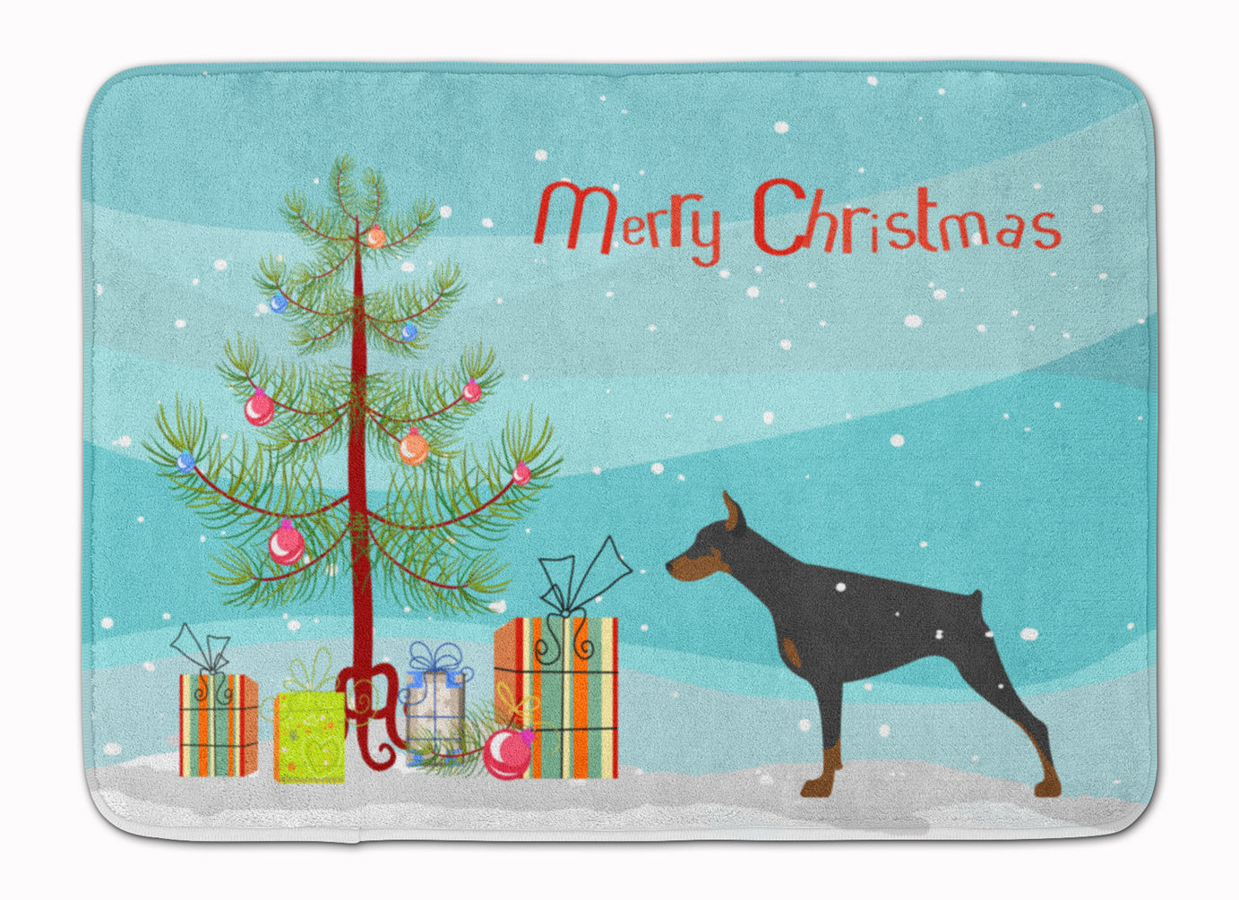 Doberman Pinscher Merry Christmas Tree Machine Washable Memory Foam Mat BB2978RUG - the-store.com