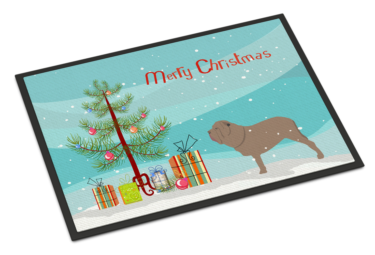 Neapolitan Mastiff Merry Christmas Tree Indoor or Outdoor Mat 18x27 BB2983MAT - the-store.com