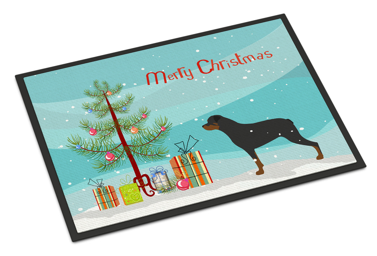 Rottweiler Merry Christmas Tree Indoor or Outdoor Mat 18x27 BB2984MAT - the-store.com