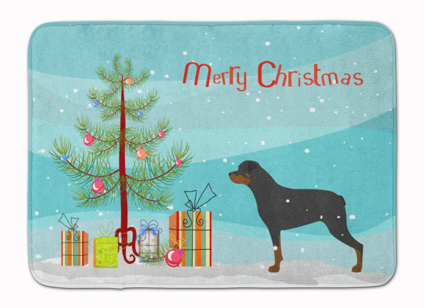 Rottweiler Merry Christmas Tree Machine Washable Memory Foam Mat BB2984RUG - the-store.com