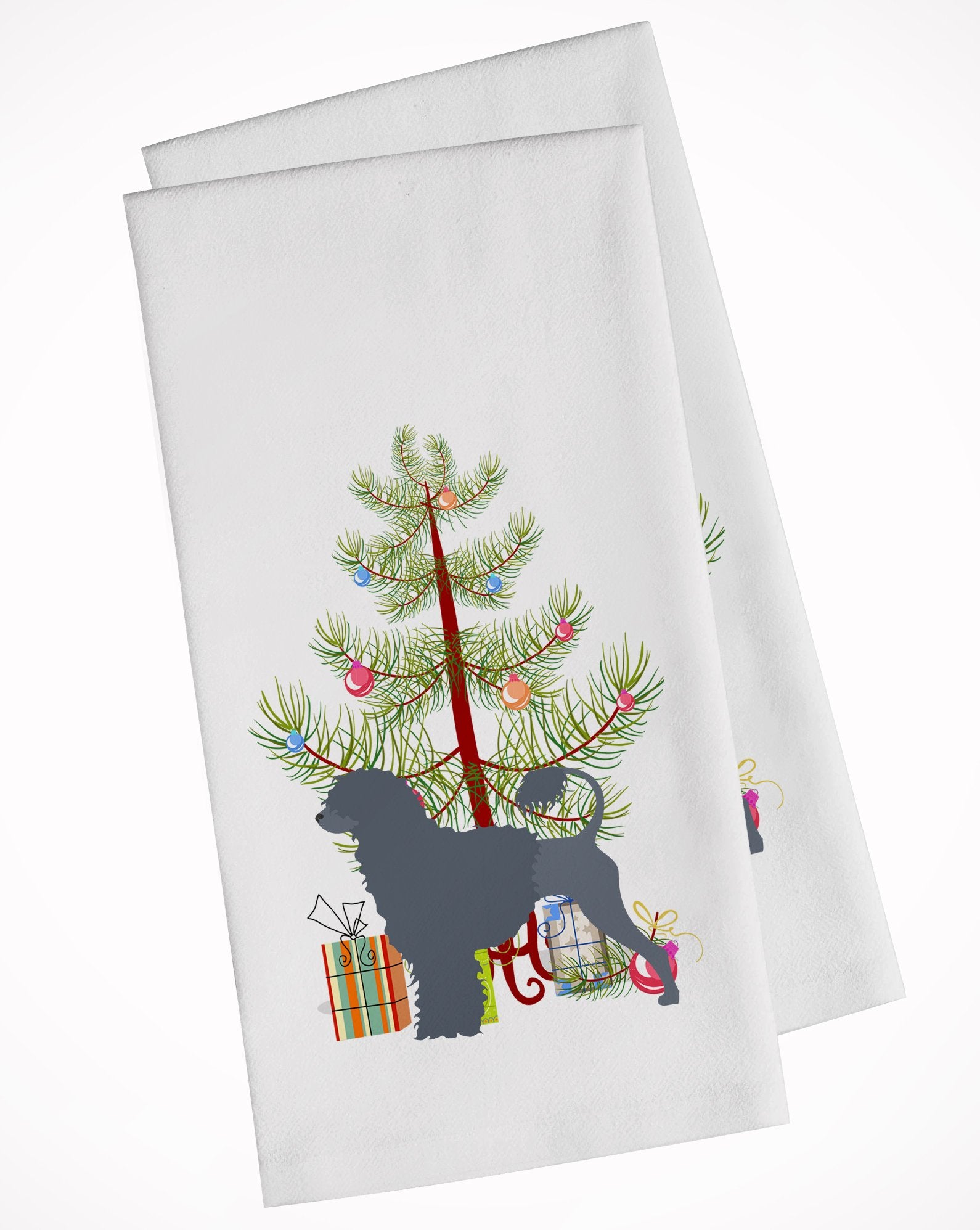 Portuguese Water Dog Merry Christmas Tree White Kitchen Towel Set of 2 BB2986WTKT by Caroline's Treasures