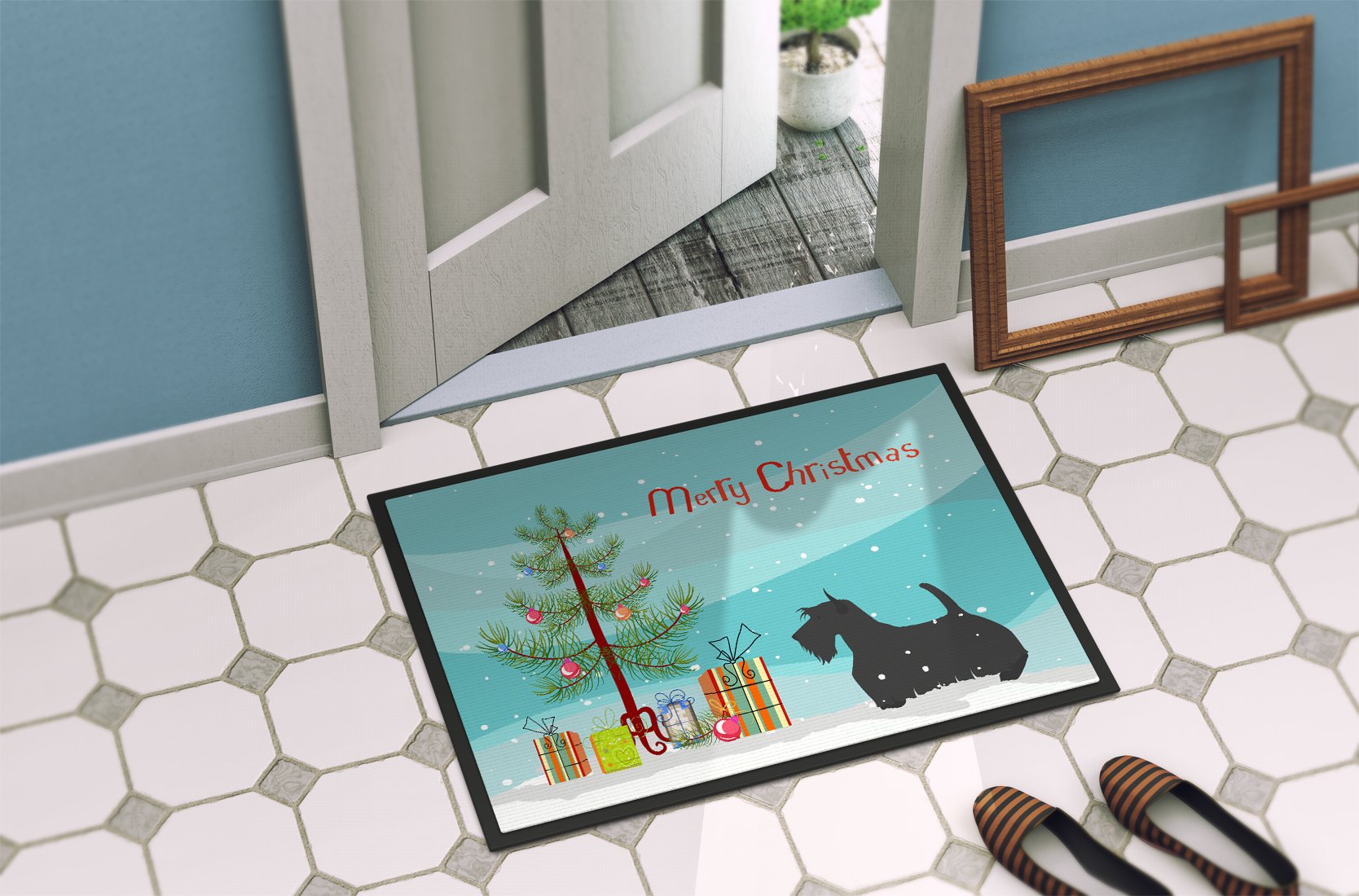 Scottish Terrier Merry Christmas Tree Indoor or Outdoor Mat 24x36 BB2987JMAT by Caroline's Treasures