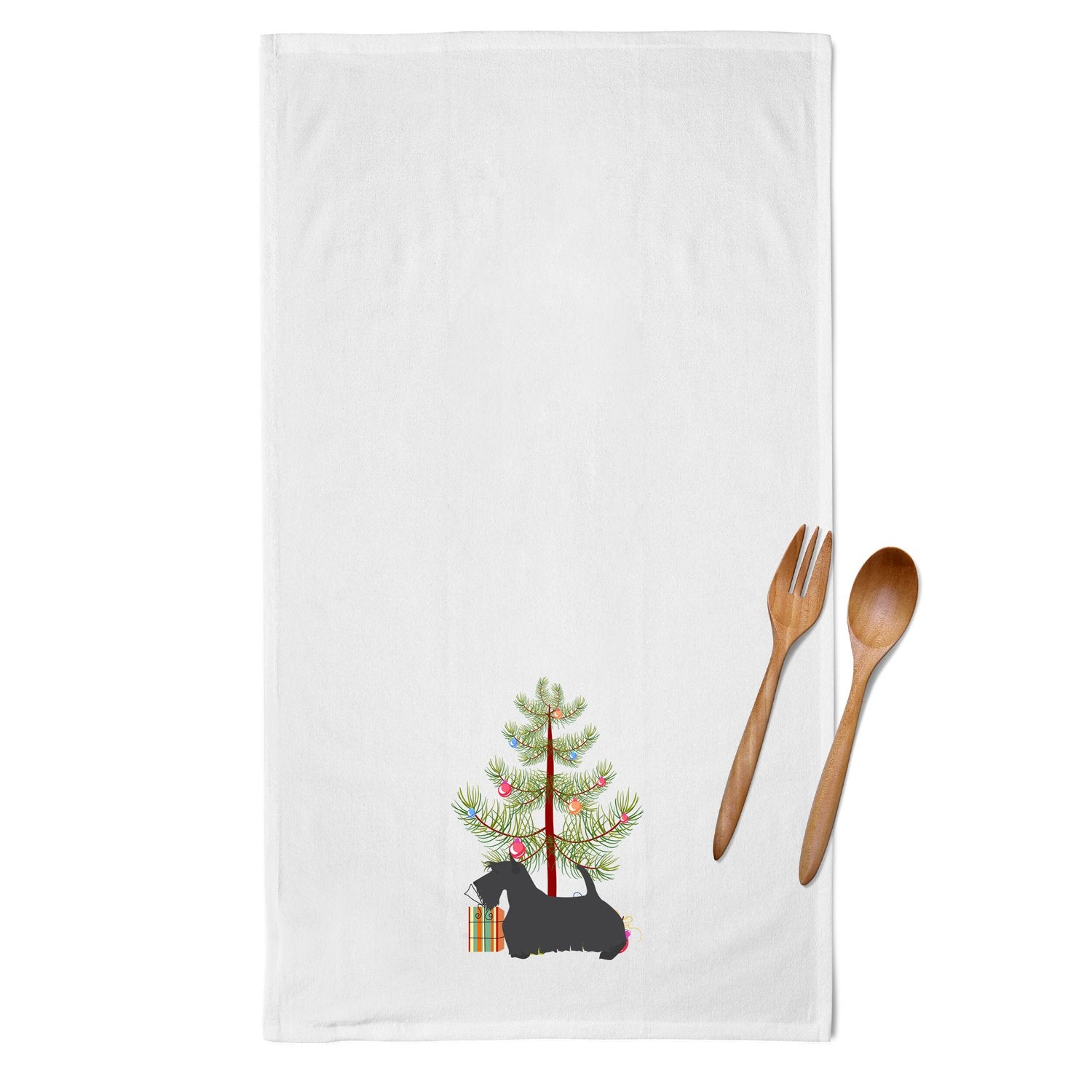 Scottish Terrier Merry Christmas Tree White Kitchen Towel Set of 2 BB2987WTKT by Caroline's Treasures