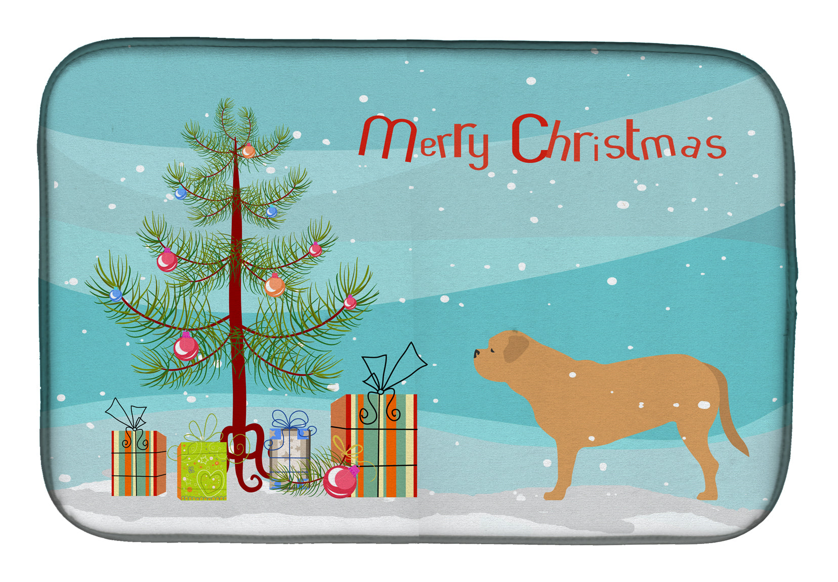 Dogue de Bordeaux Merry Christmas Tree Dish Drying Mat BB2988DDM  the-store.com.