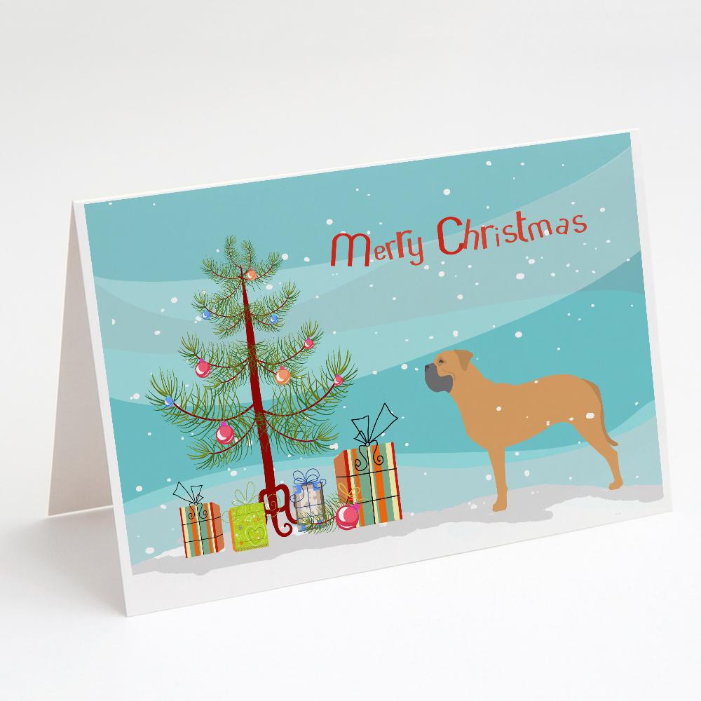 Buy this Bullmastiff Merry Christmas Tree Greeting Cards and Envelopes Pack of 8