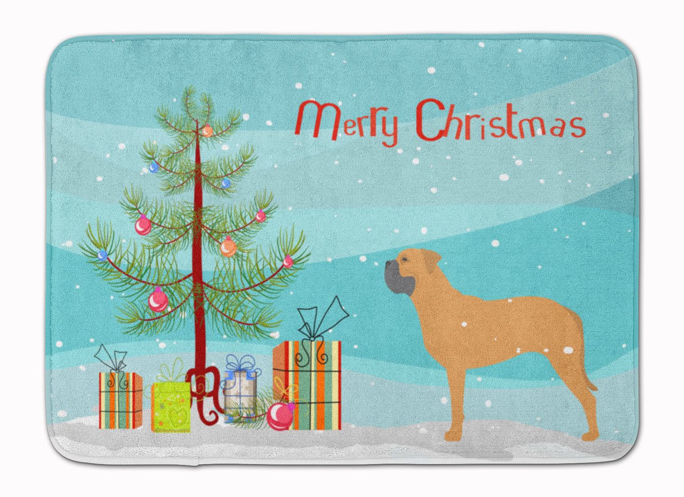 Bullmastiff Merry Christmas Tree Machine Washable Memory Foam Mat BB2989RUG - the-store.com