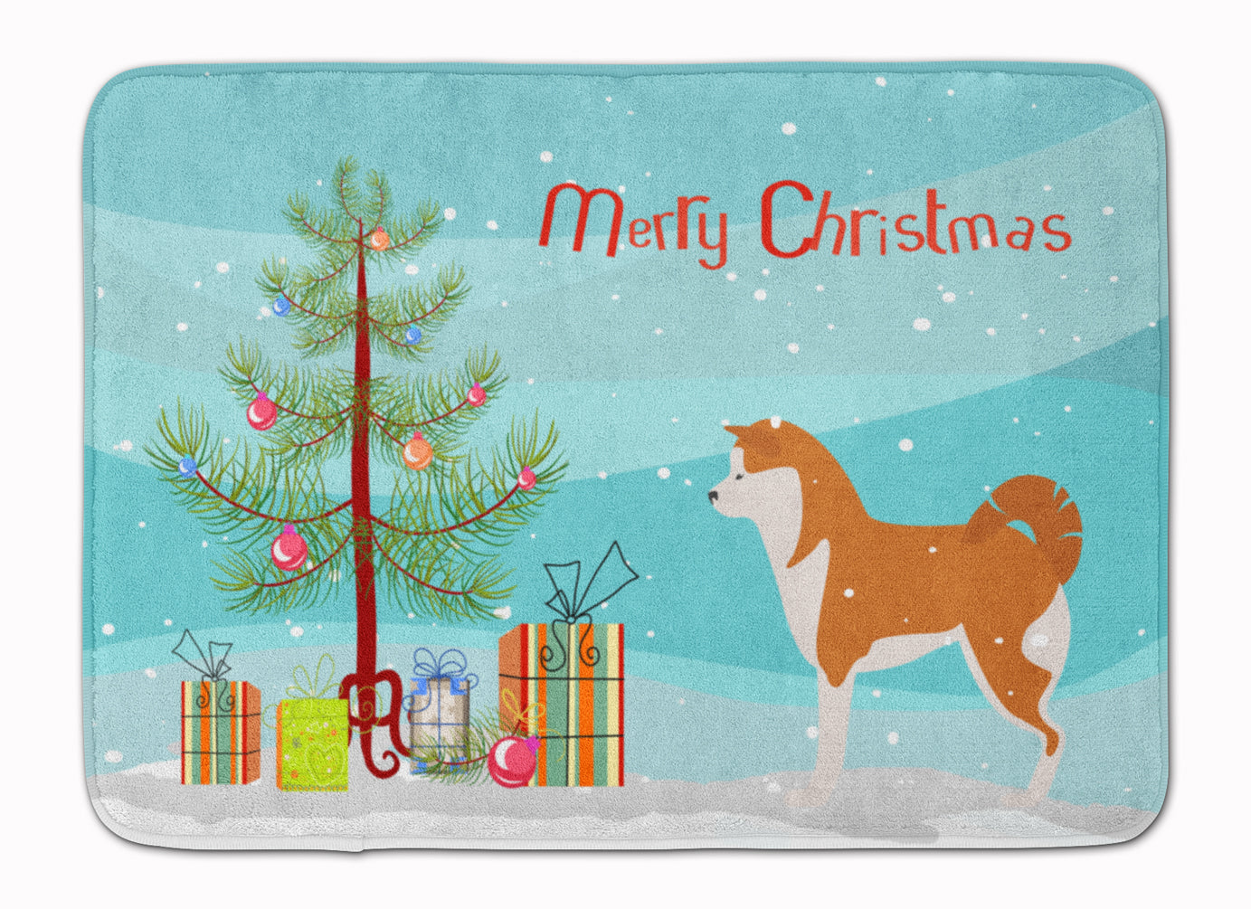 Akita Merry Christmas Tree Machine Washable Memory Foam Mat BB2990RUG - the-store.com