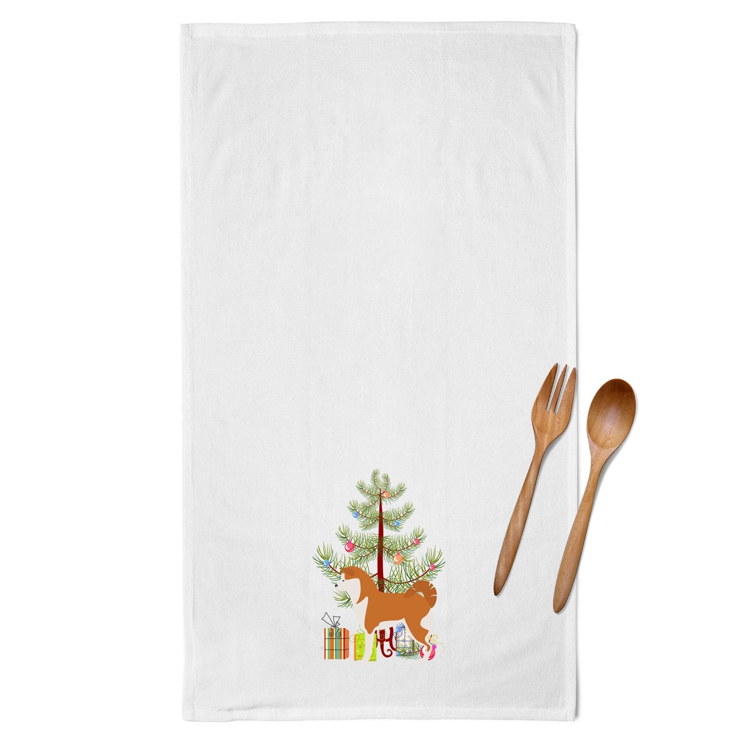 Akita Merry Christmas Tree White Kitchen Towel Set of 2 BB2990WTKT by Caroline's Treasures