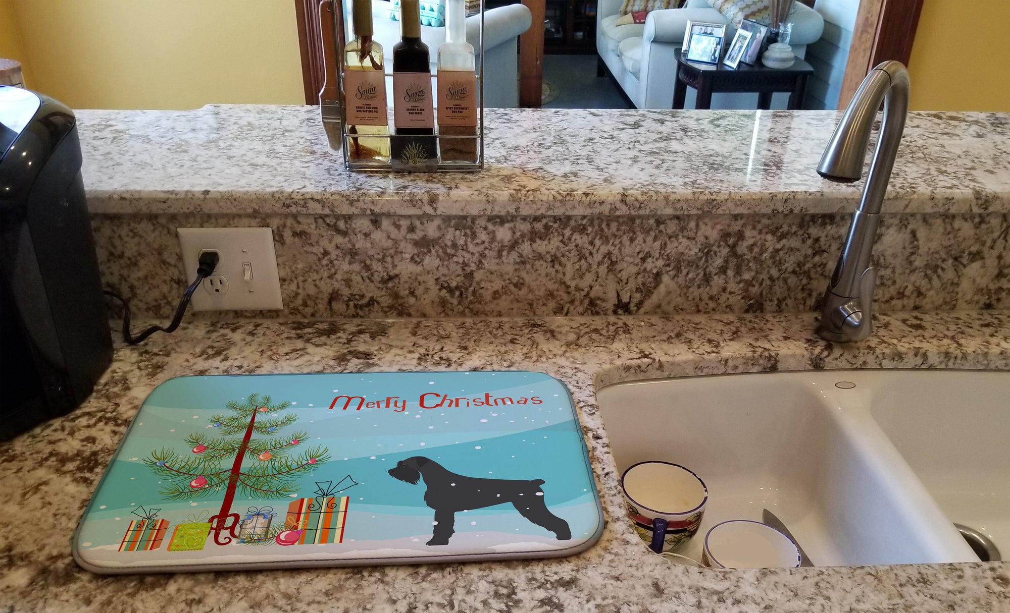 Giant Schnauzer Merry Christmas Tree Dish Drying Mat BB2991DDM  the-store.com.