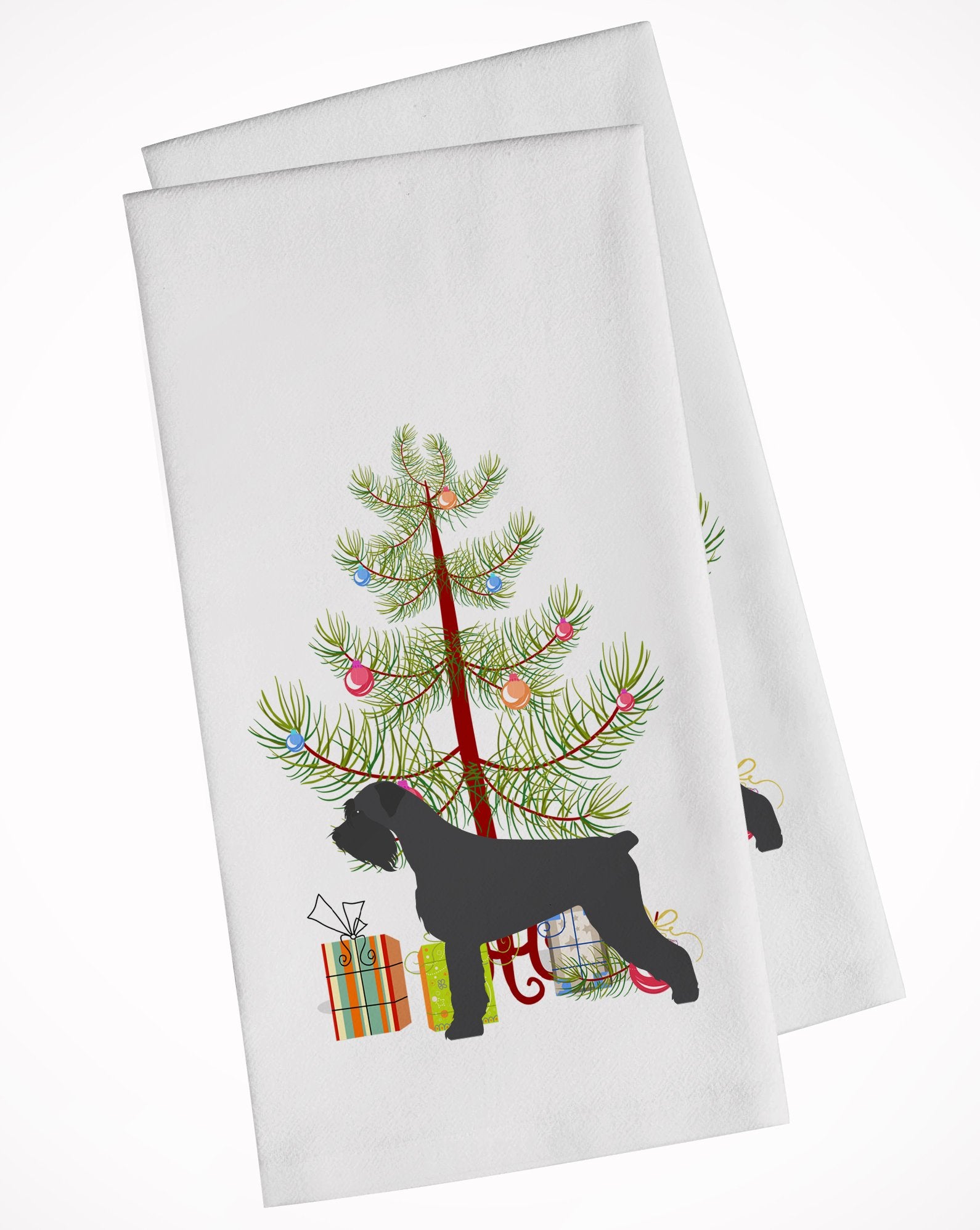 Giant Schnauzer Merry Christmas Tree White Kitchen Towel Set of 2 BB2991WTKT by Caroline's Treasures