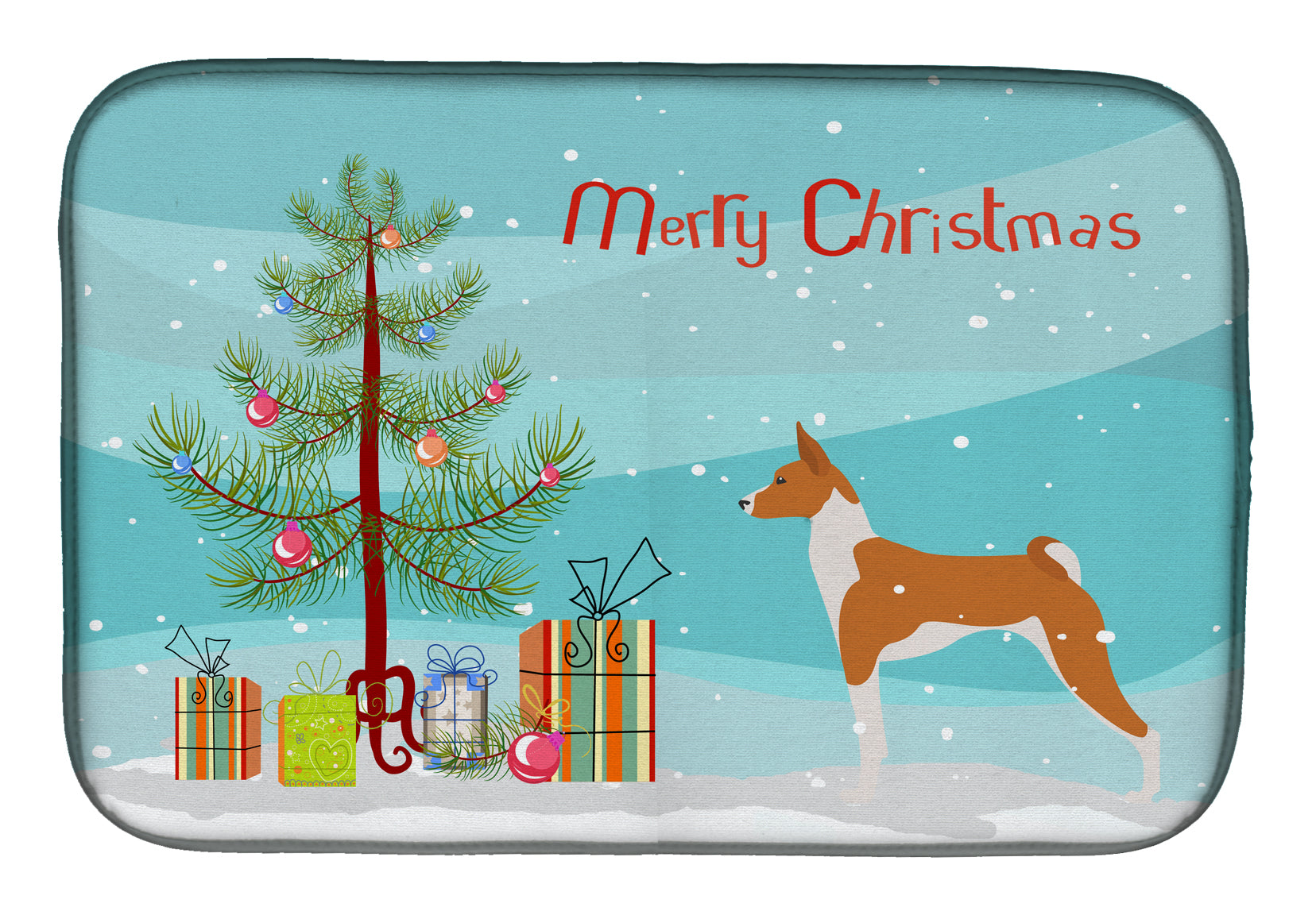 Basenji Merry Christmas Tree Dish Drying Mat BB2992DDM  the-store.com.