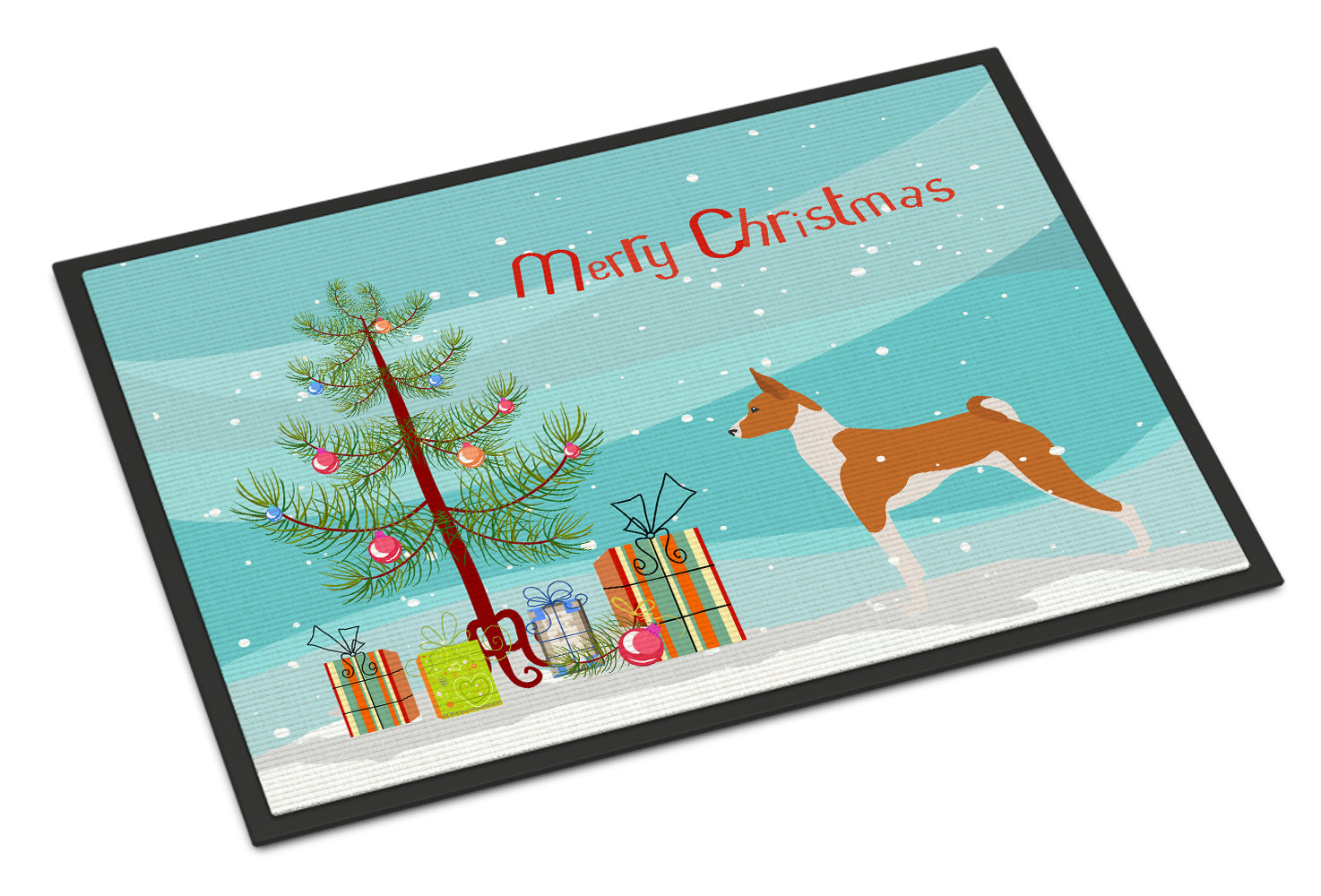 Basenji Merry Christmas Tree Indoor or Outdoor Mat 18x27 BB2992MAT - the-store.com