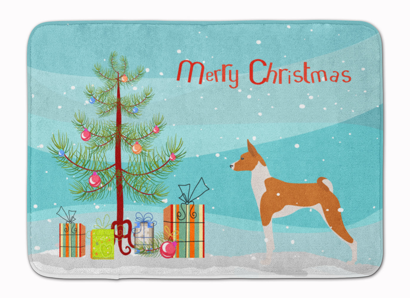 Basenji Merry Christmas Tree Machine Washable Memory Foam Mat BB2992RUG - the-store.com