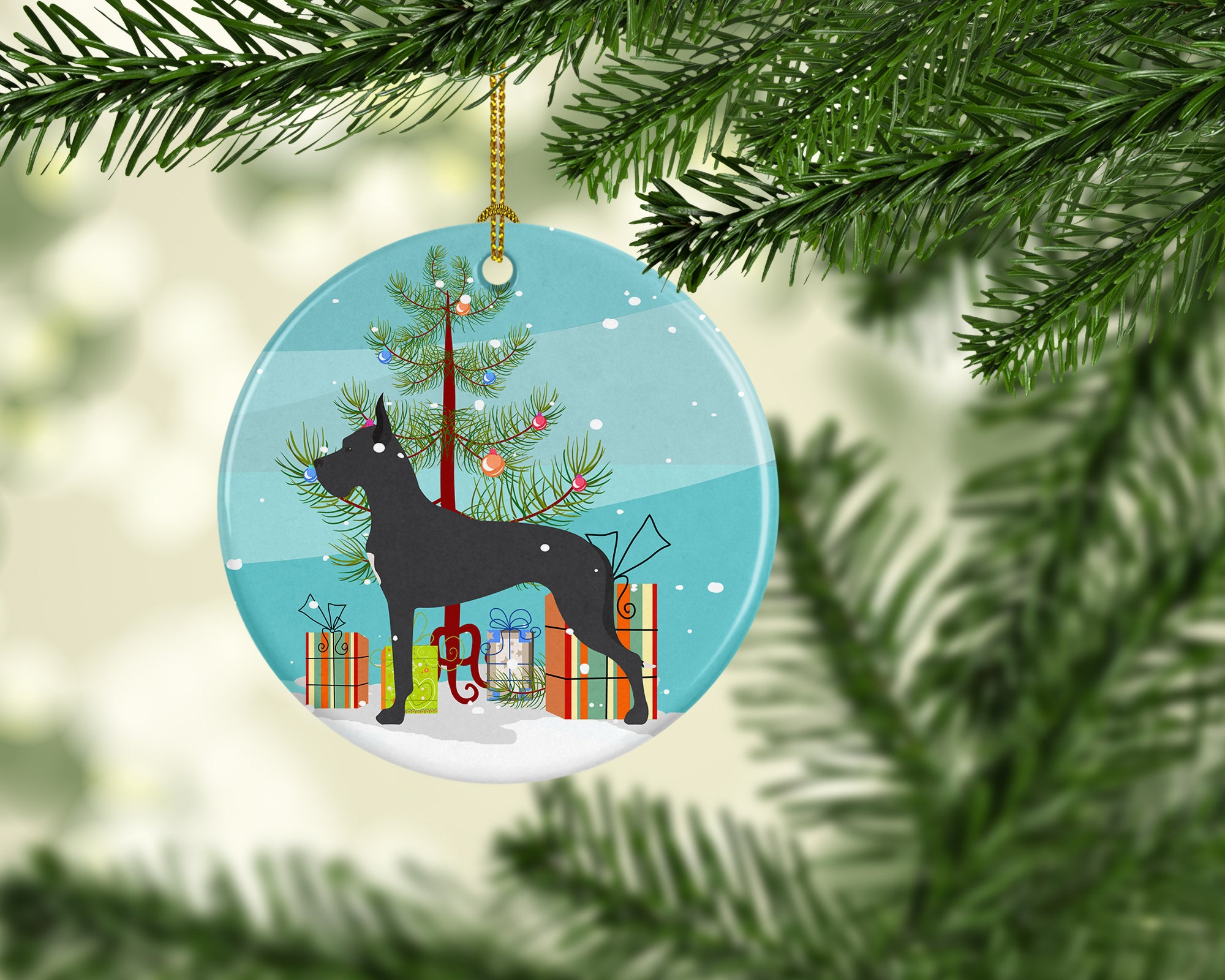 Great Dane Merry Christmas Tree Ceramic Ornament BB2993CO1 - the-store.com