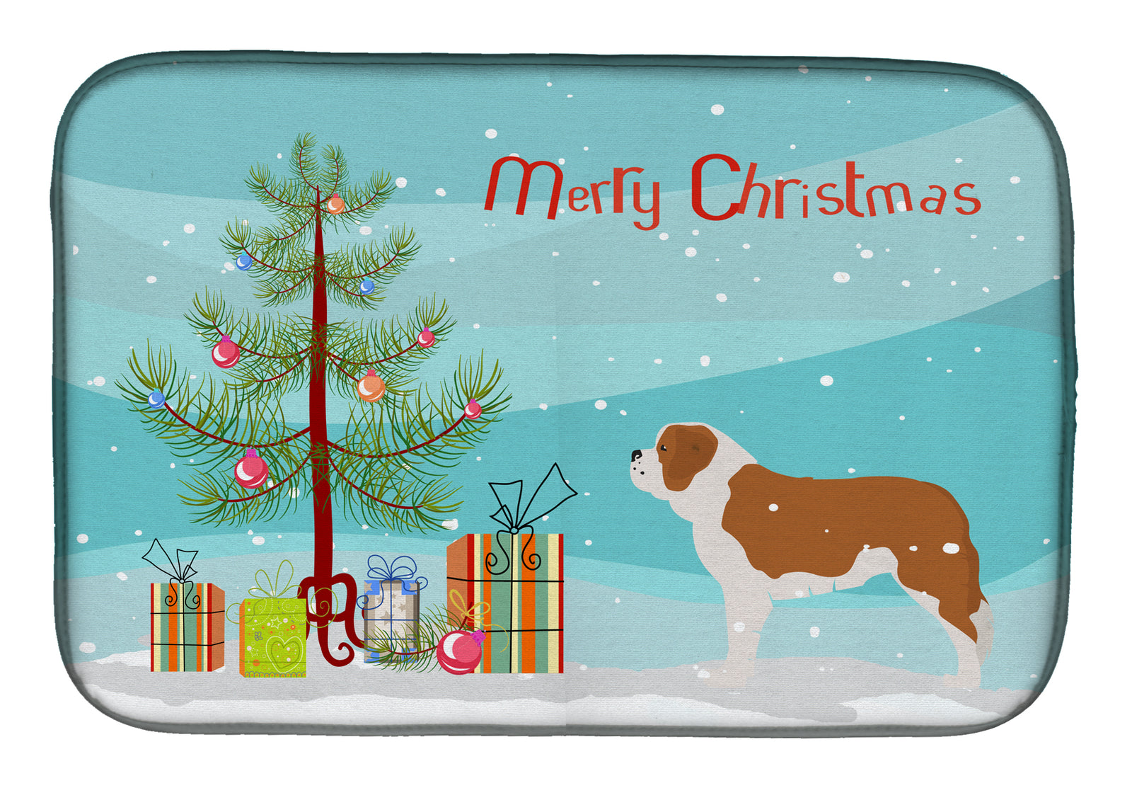 Saint Bernard Merry Christmas Tree Dish Drying Mat BB2994DDM  the-store.com.