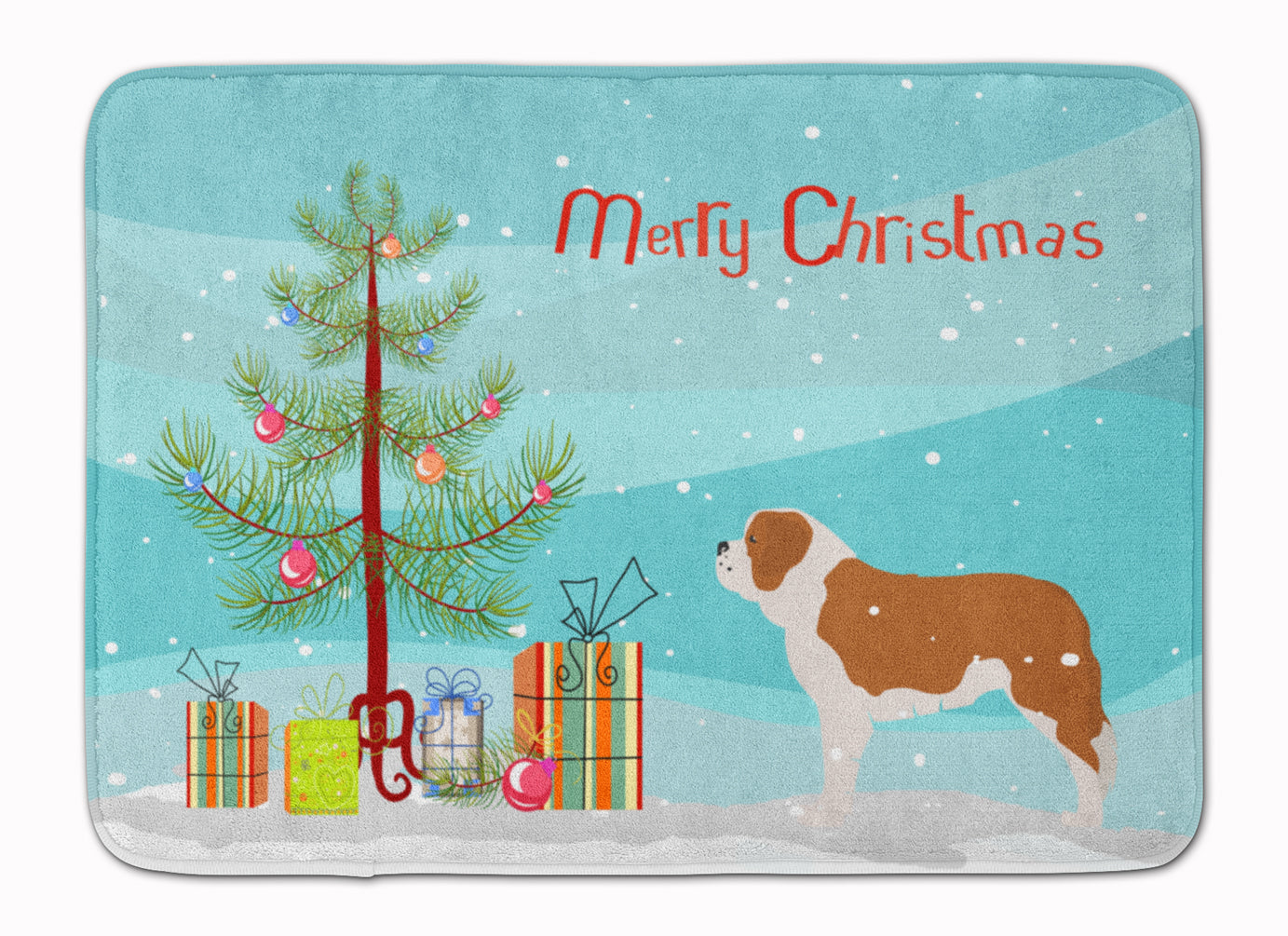 Saint Bernard Merry Christmas Tree Machine Washable Memory Foam Mat BB2994RUG - the-store.com