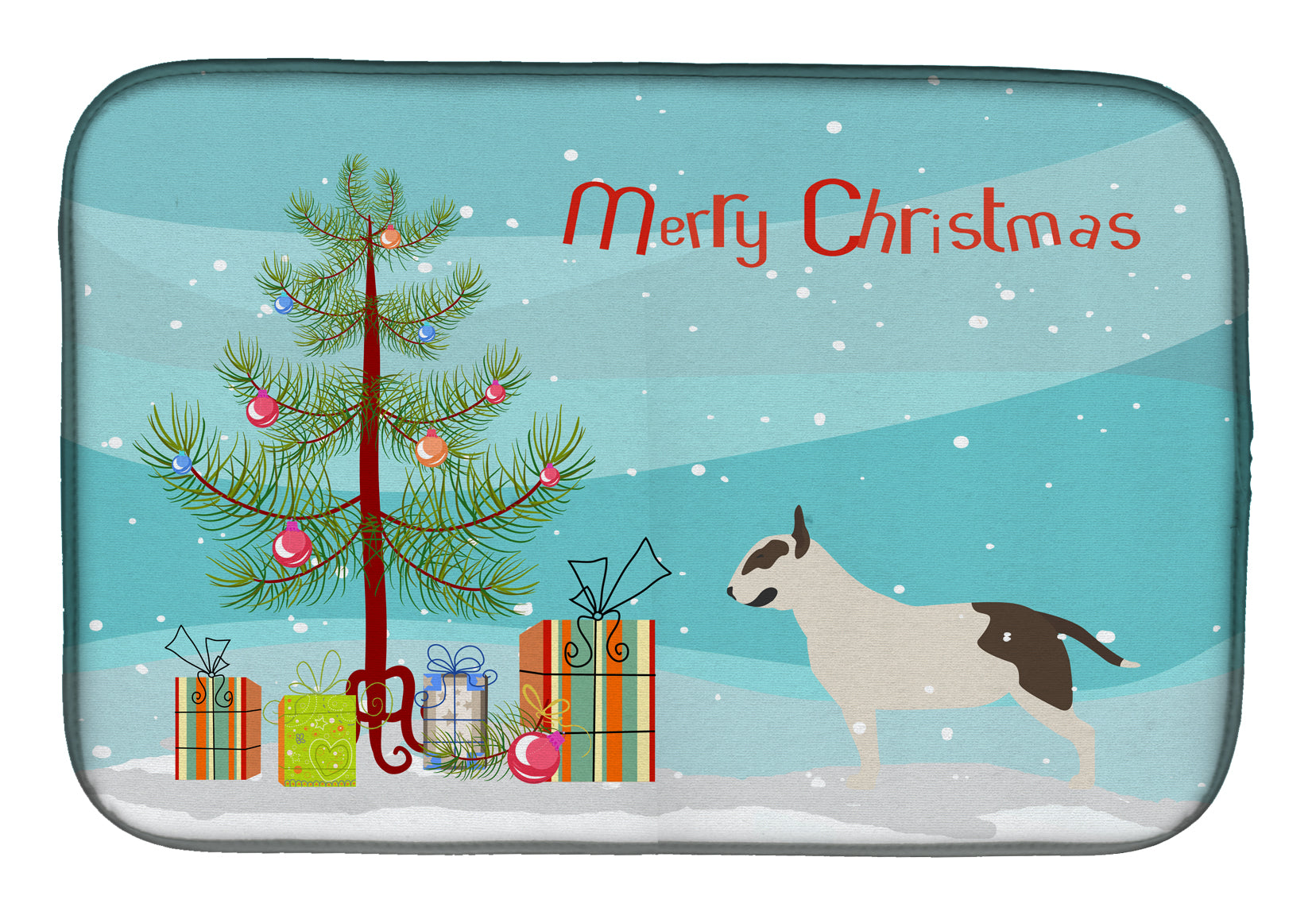 Bull Terrier Merry Christmas Tree Dish Drying Mat BB2996DDM  the-store.com.