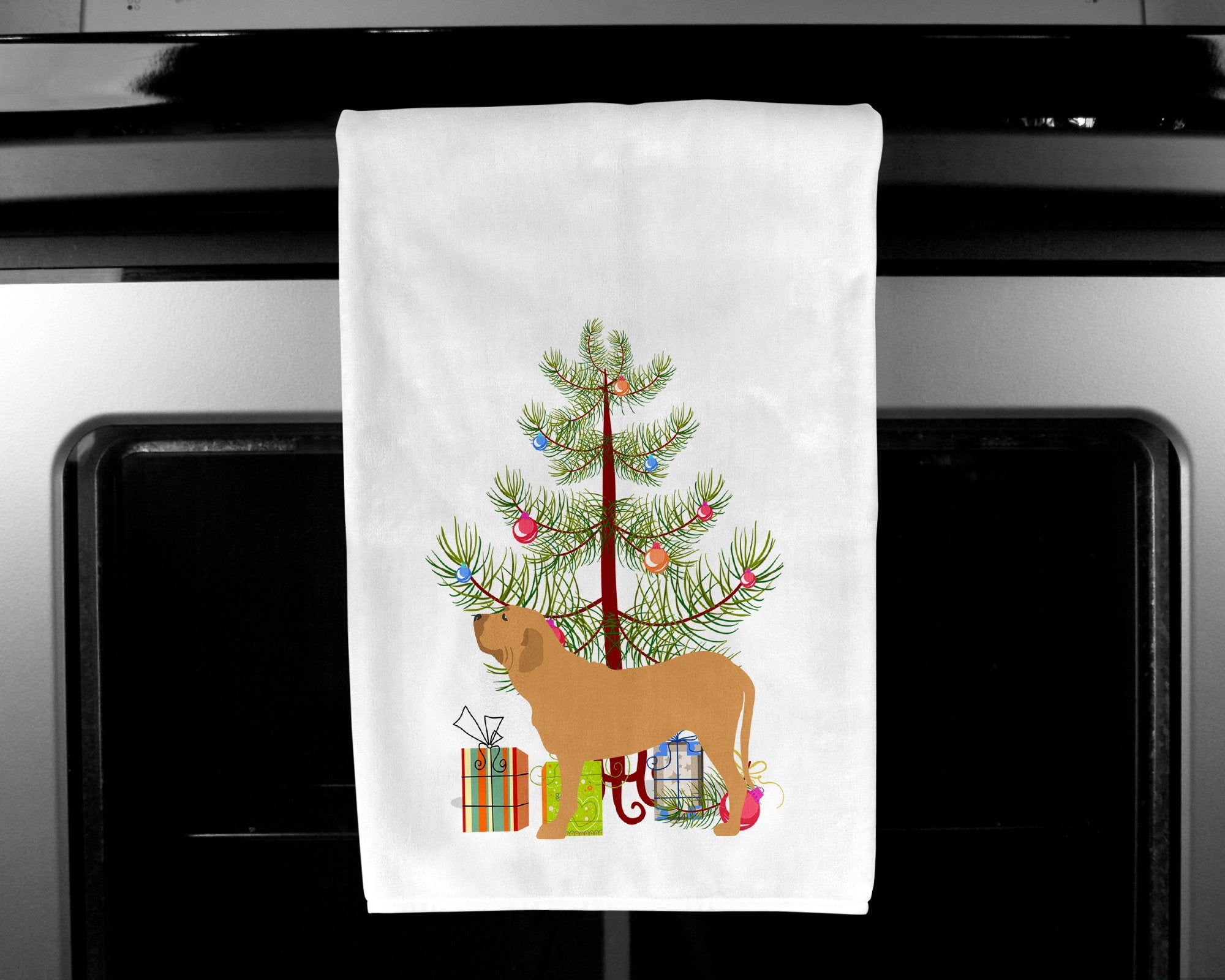 Fila Brasileiro Merry Christmas Tree White Kitchen Towel Set of 2 BB2997WTKT by Caroline's Treasures