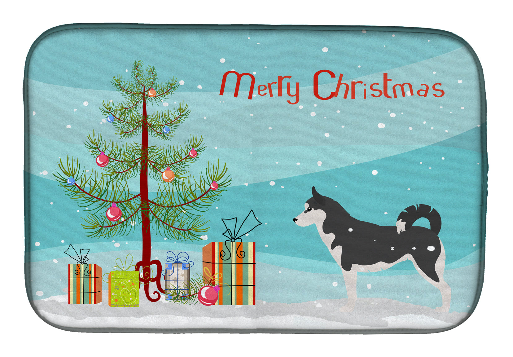 Siberian Husky Merry Christmas Tree Dish Drying Mat BB2998DDM  the-store.com.