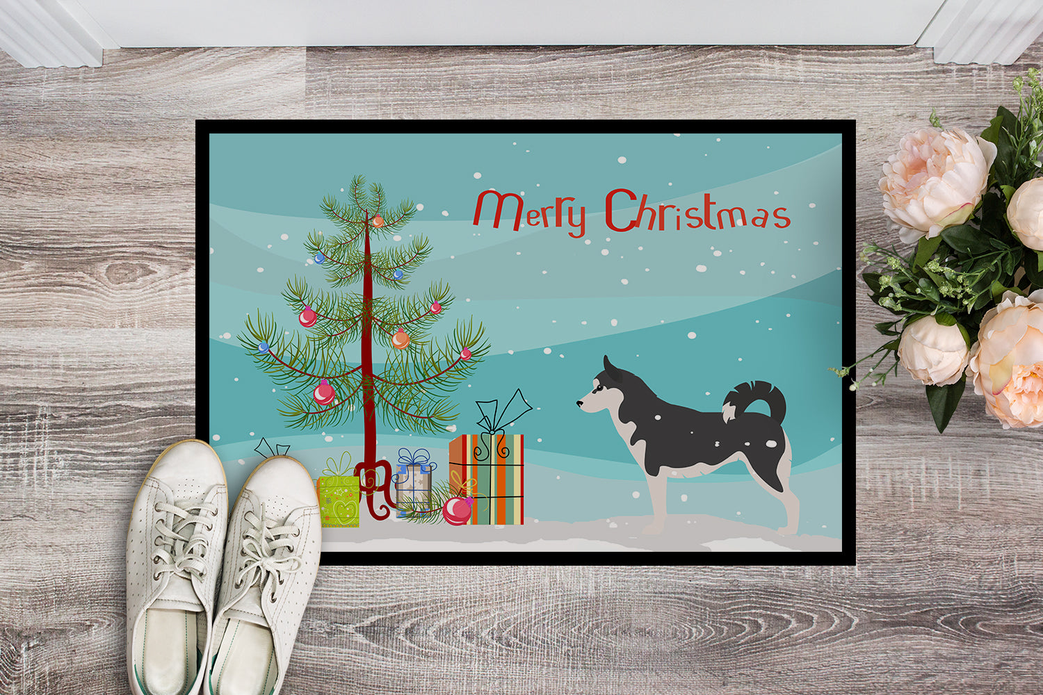 Siberian Husky Merry Christmas Tree Indoor or Outdoor Mat 18x27 BB2998MAT - the-store.com