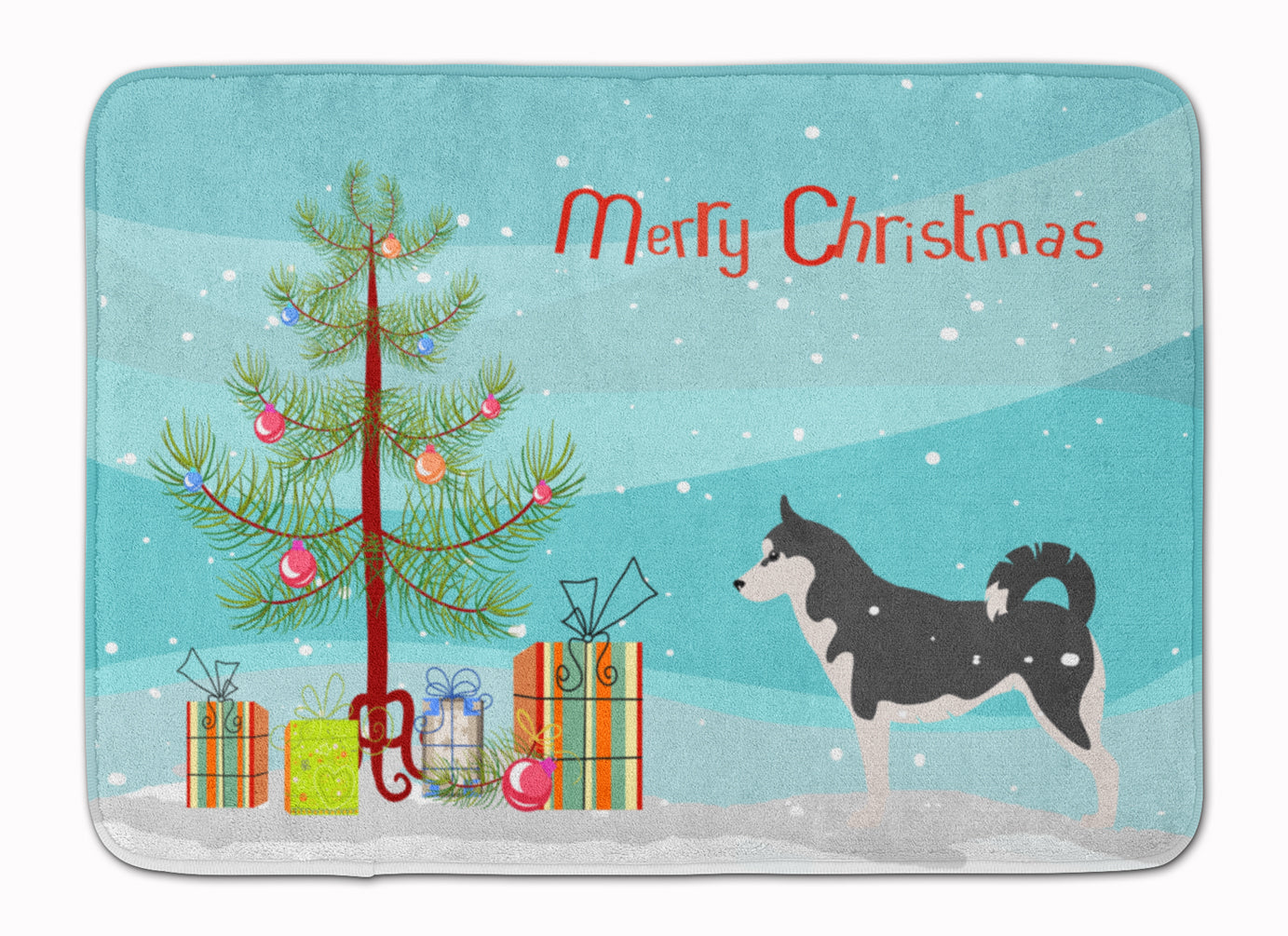 Siberian Husky Merry Christmas Tree Machine Washable Memory Foam Mat BB2998RUG - the-store.com