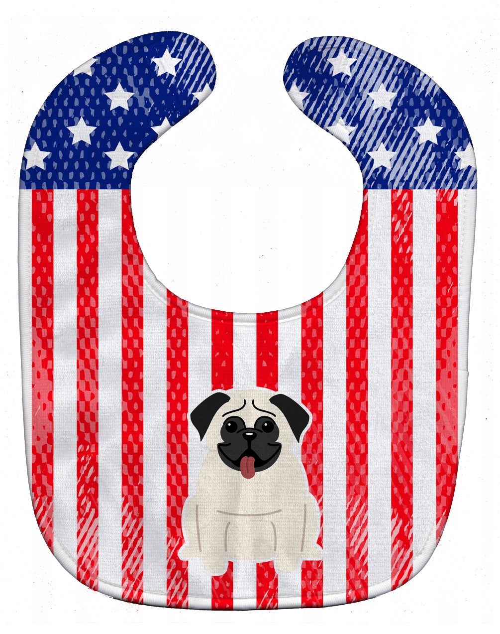 Patriotic USA Pug Cream Baby Bib BB2999BIB - the-store.com