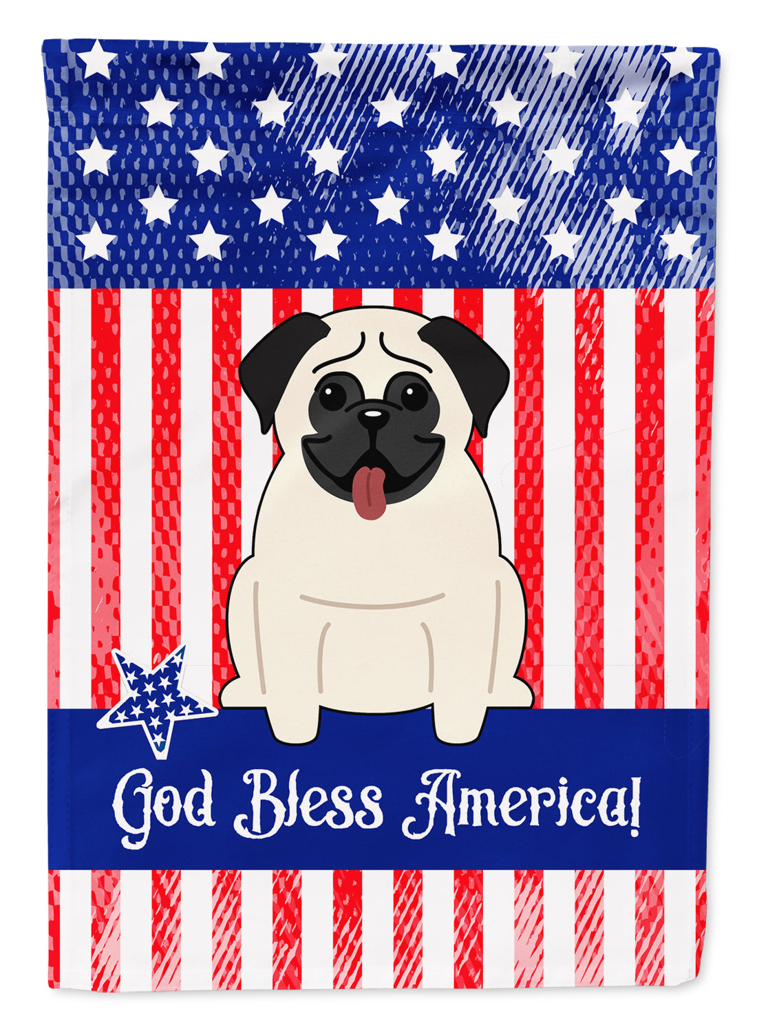 Patriotic USA Pug Cream Flag Garden Size BB2999GF  the-store.com.