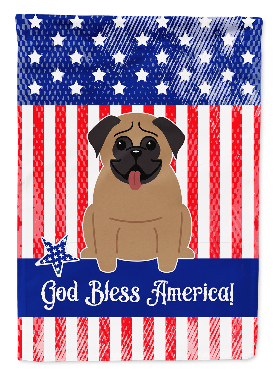 Patriotic USA Pug Brown Flag Garden Size  the-store.com.