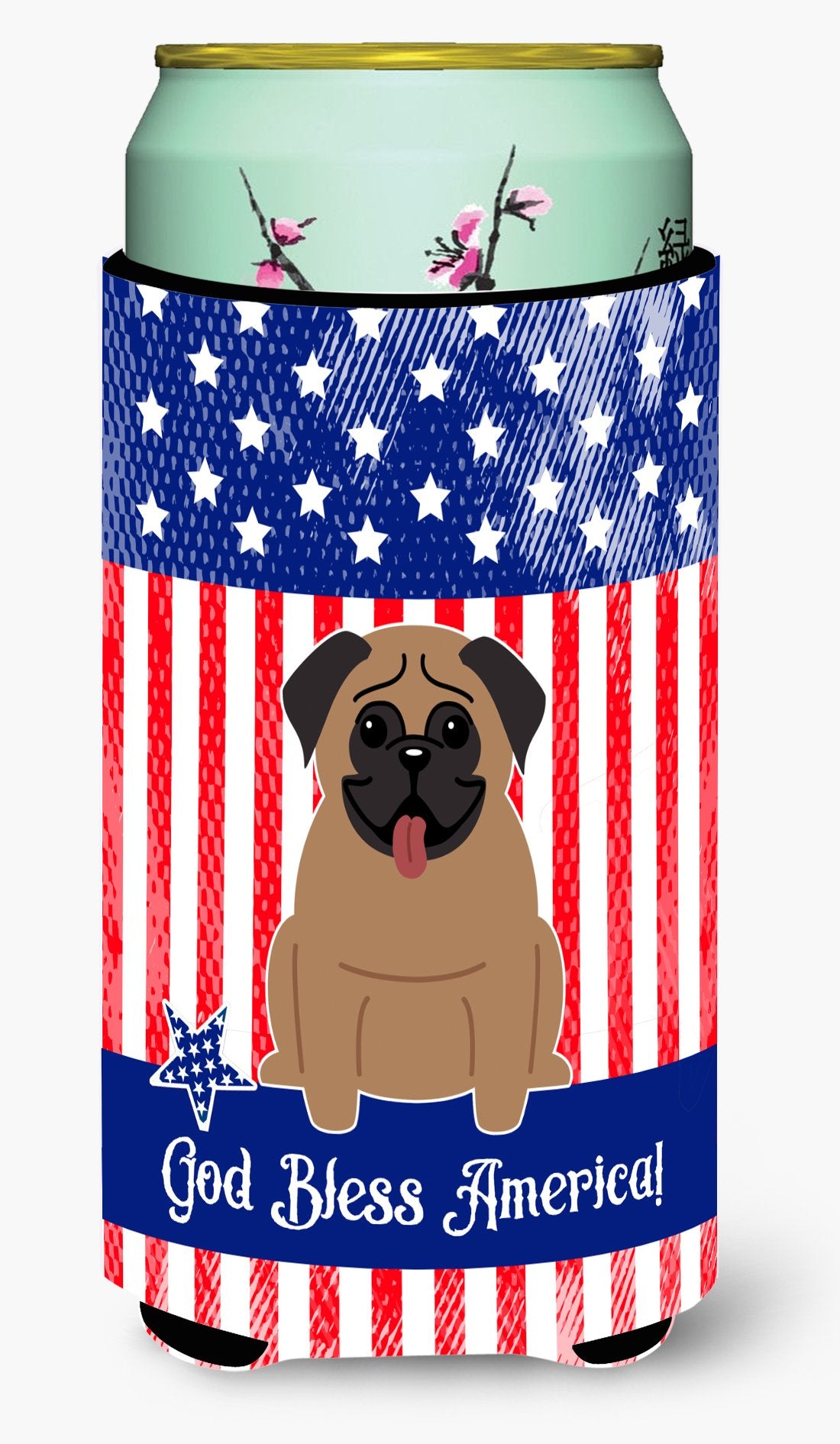 Patriotic USA Pug Brown Tall Boy Beverage Insulator Hugger BB3000TBC by Caroline's Treasures