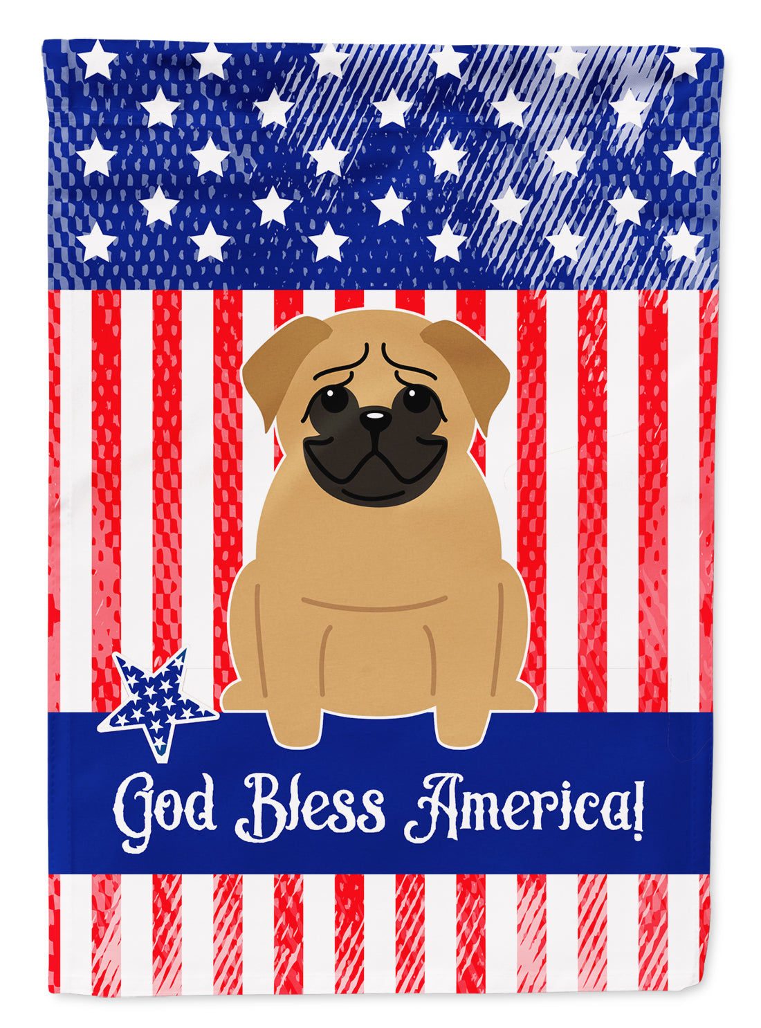 Patriotic USA Pug Brown Flag Garden Size BB3002GF  the-store.com.