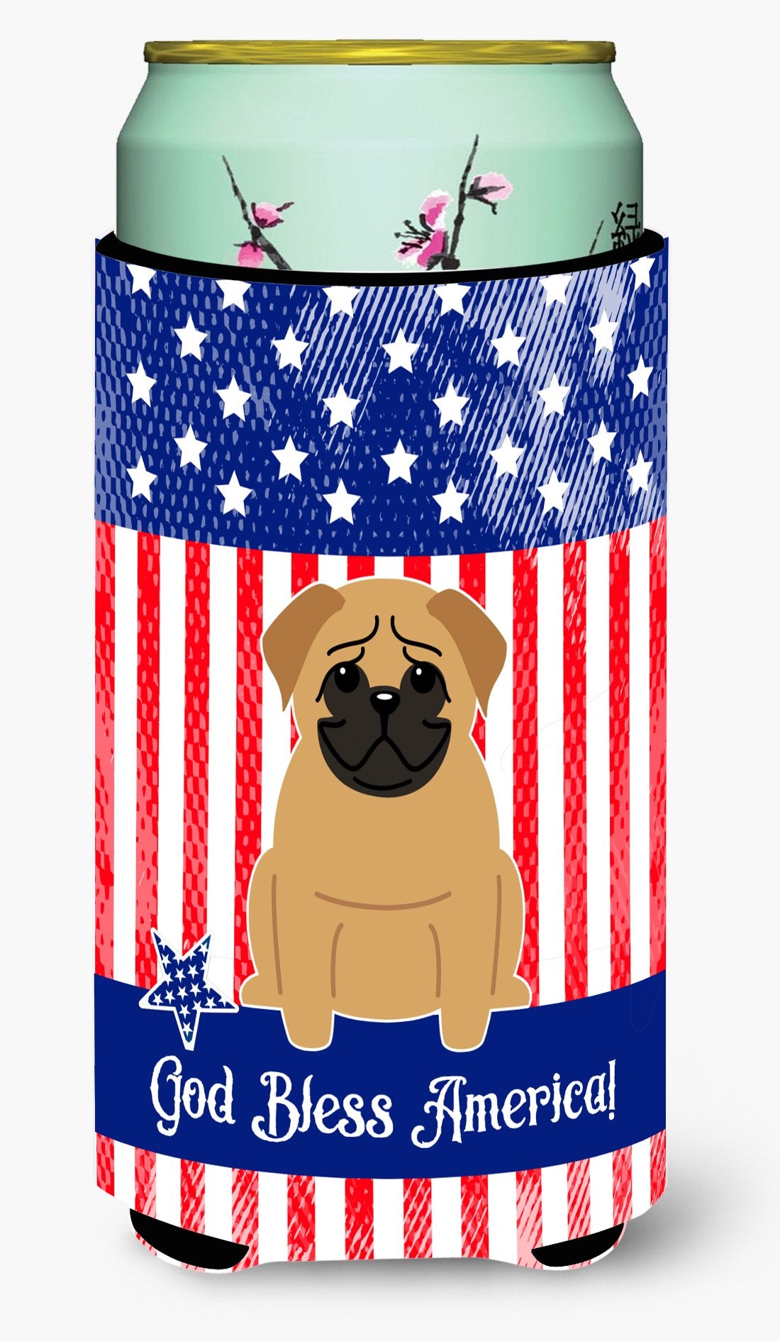 Patriotic USA Pug Brown Tall Boy Beverage Insulator Hugger by Caroline's Treasures