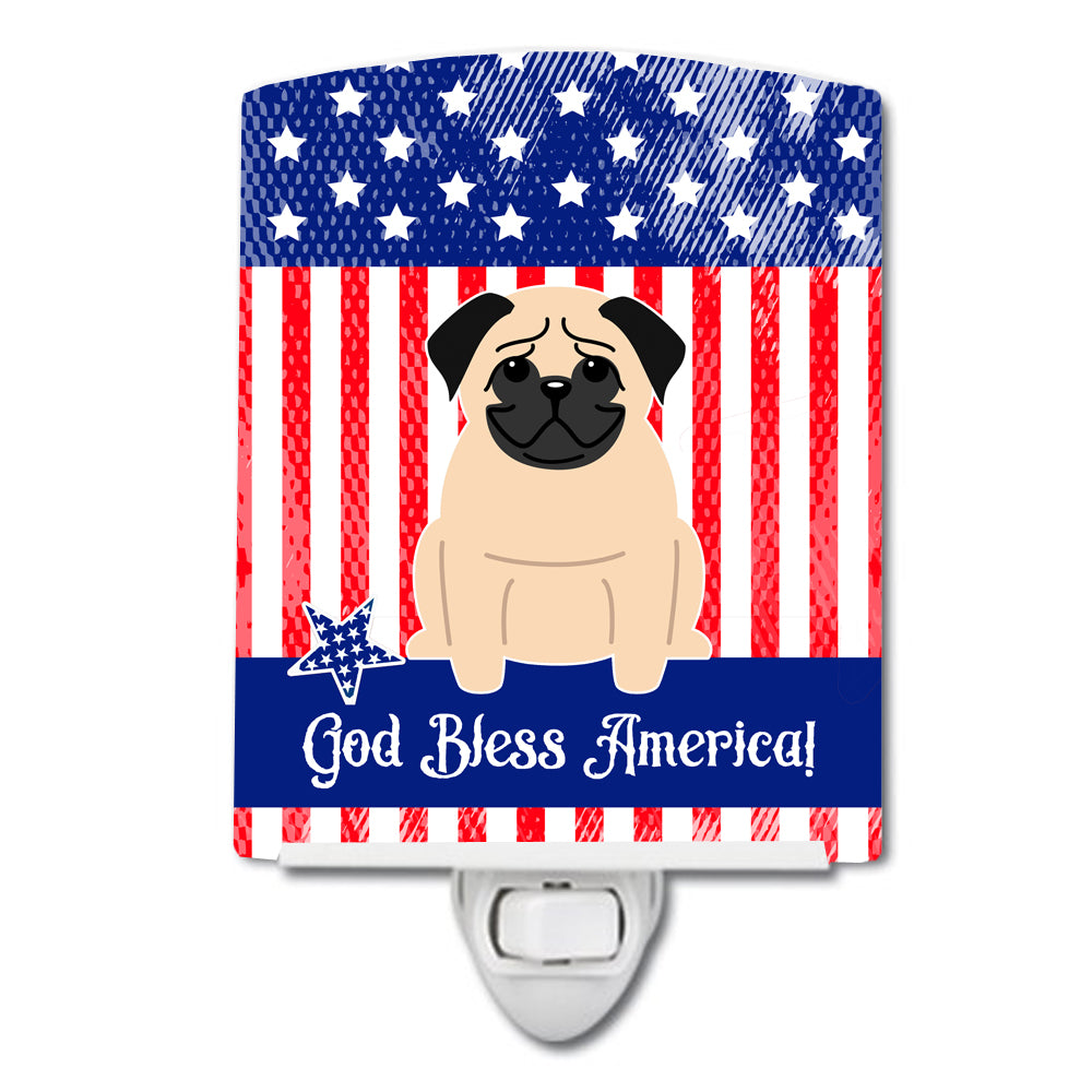 Patriotic USA Pug Fawn Ceramic Night Light BB3003CNL - the-store.com