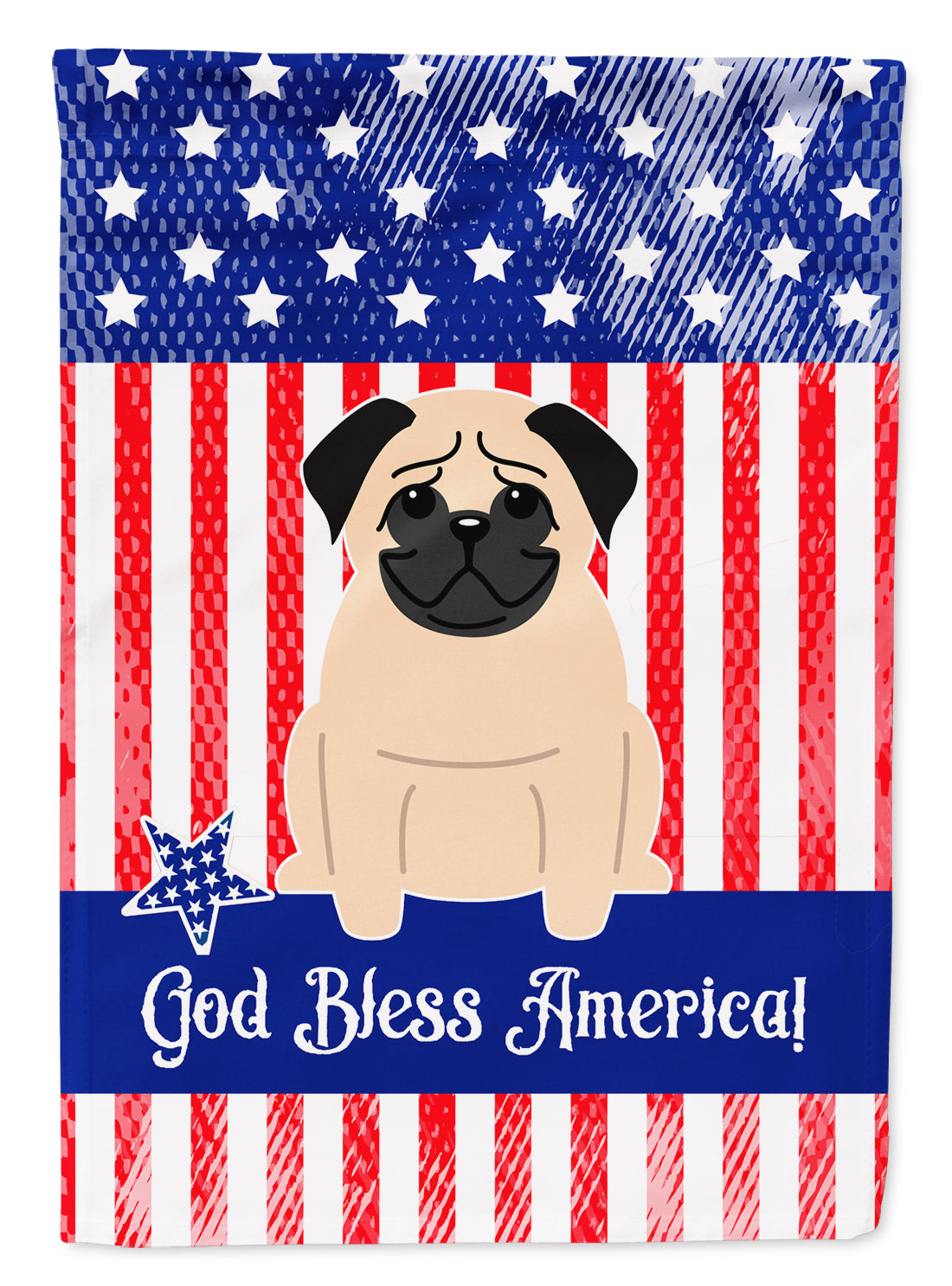 Patriotic USA Pug Fawn Flag Garden Size  the-store.com.