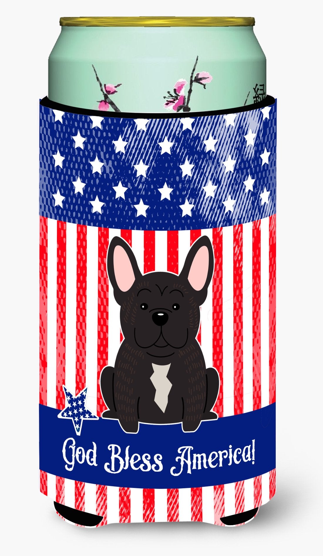 Patriotic USA French Bulldog Brindle Tall Boy Beverage Insulator Hugger BB3004TBC by Caroline's Treasures